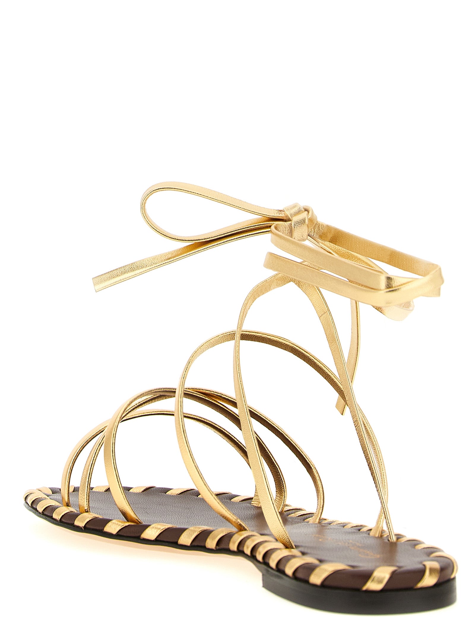 Gianvito Rossi Gold Lamb Leather Flat Women's Sandals