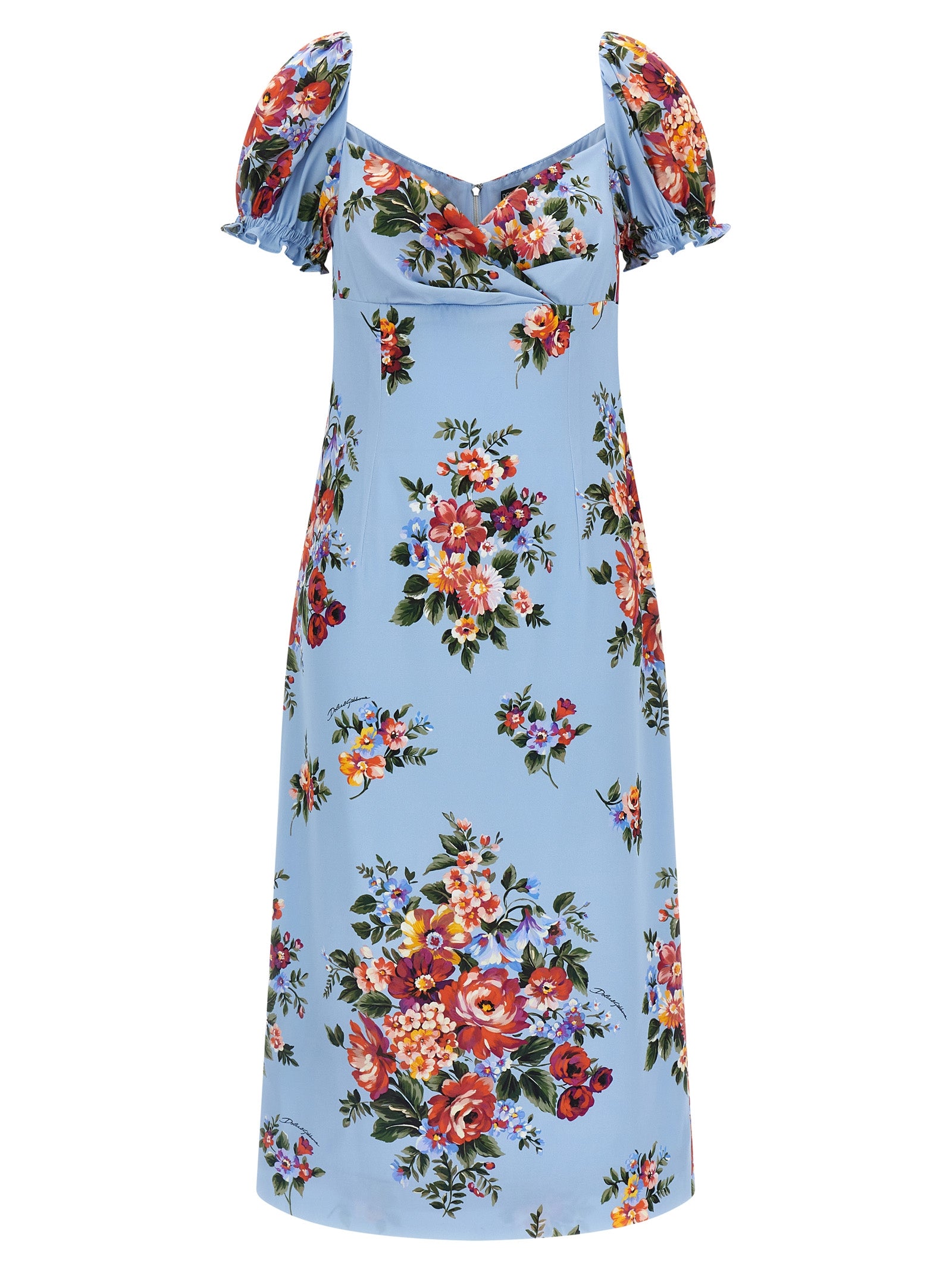 Dolce & Gabbana Blue Silk Midi Women's Dress