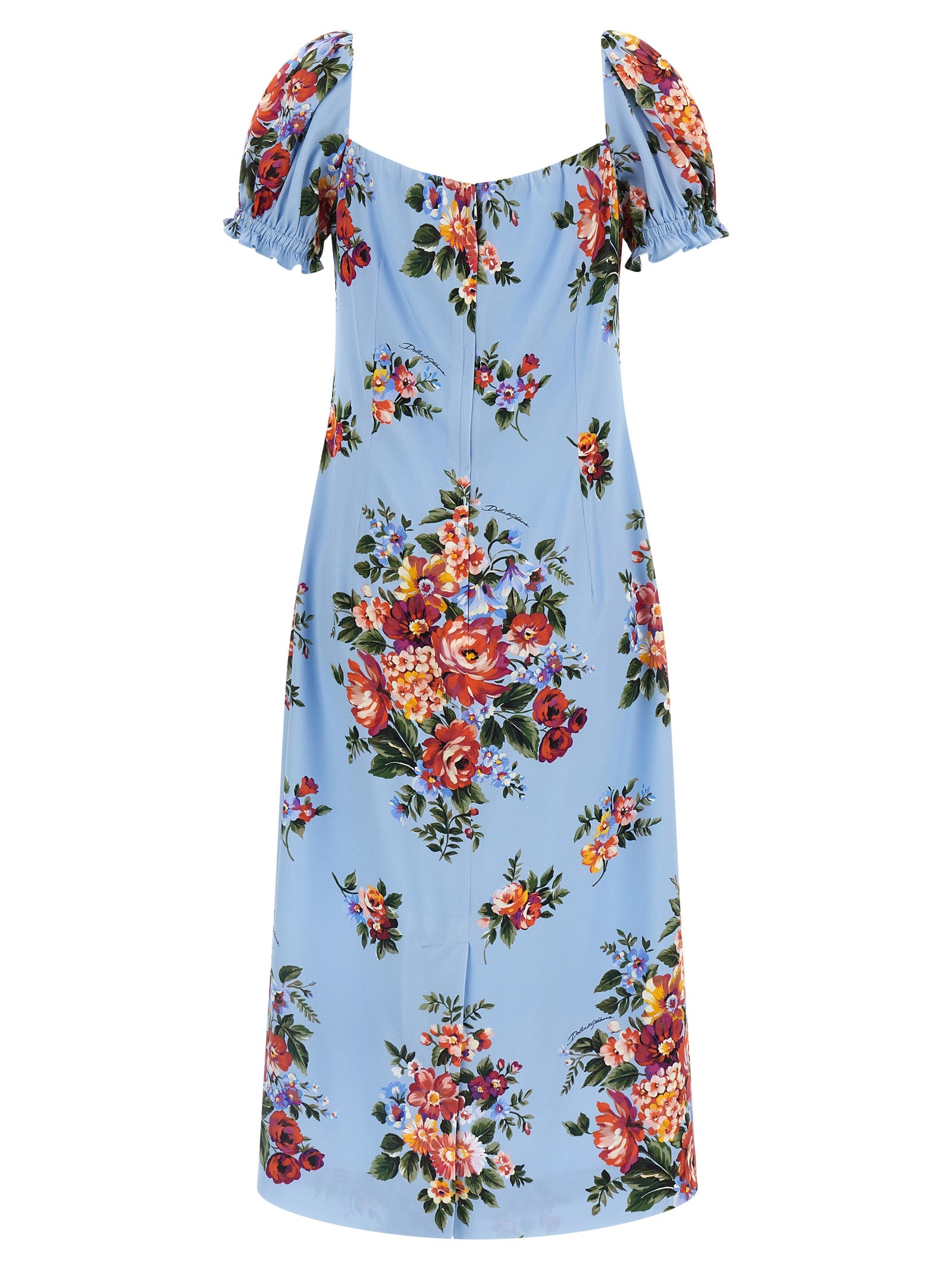 Dolce & Gabbana Blue Silk Midi Women's Dress