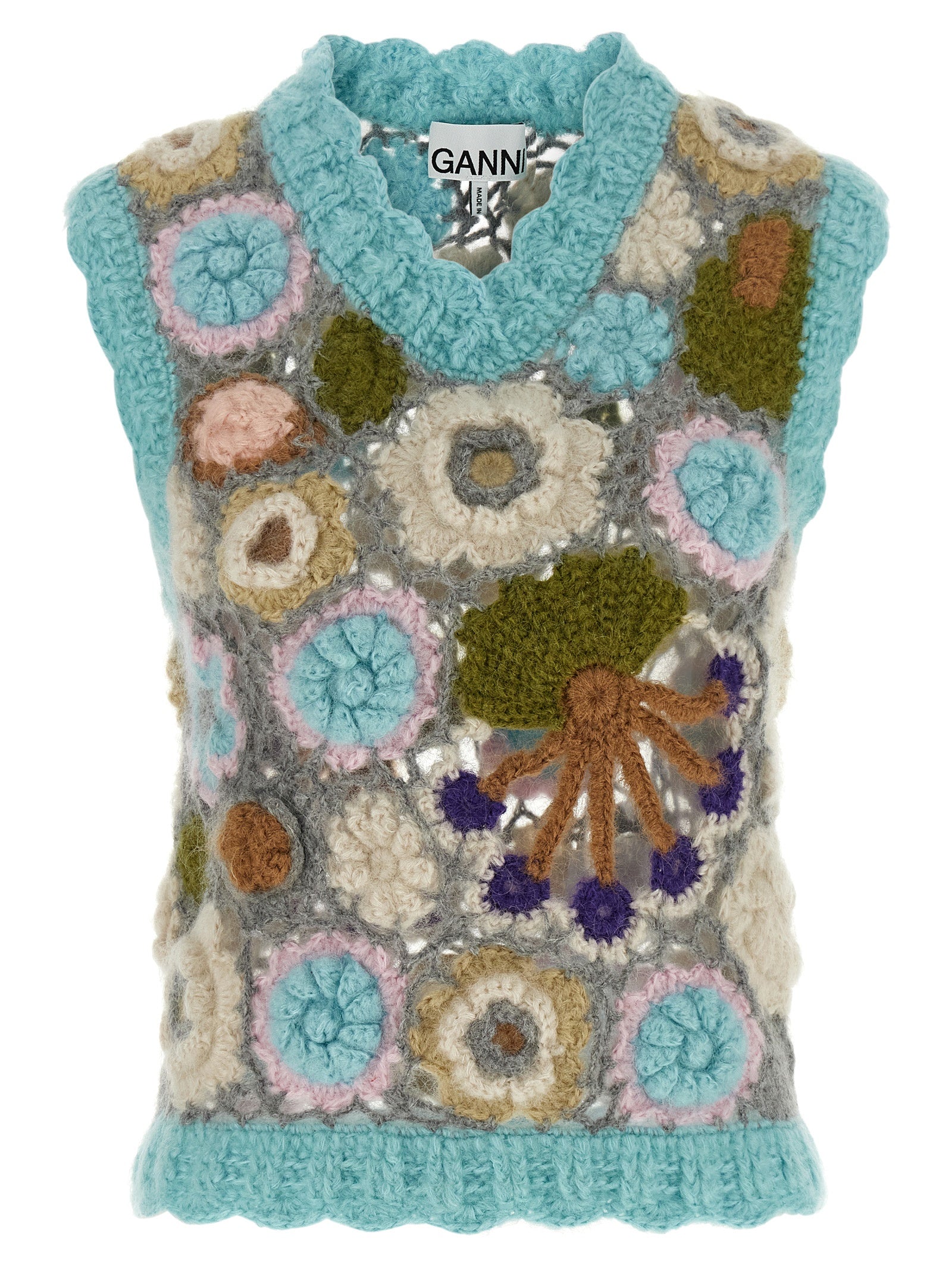 Ganni Multicolor Wool Sleeveless Women's Jacket