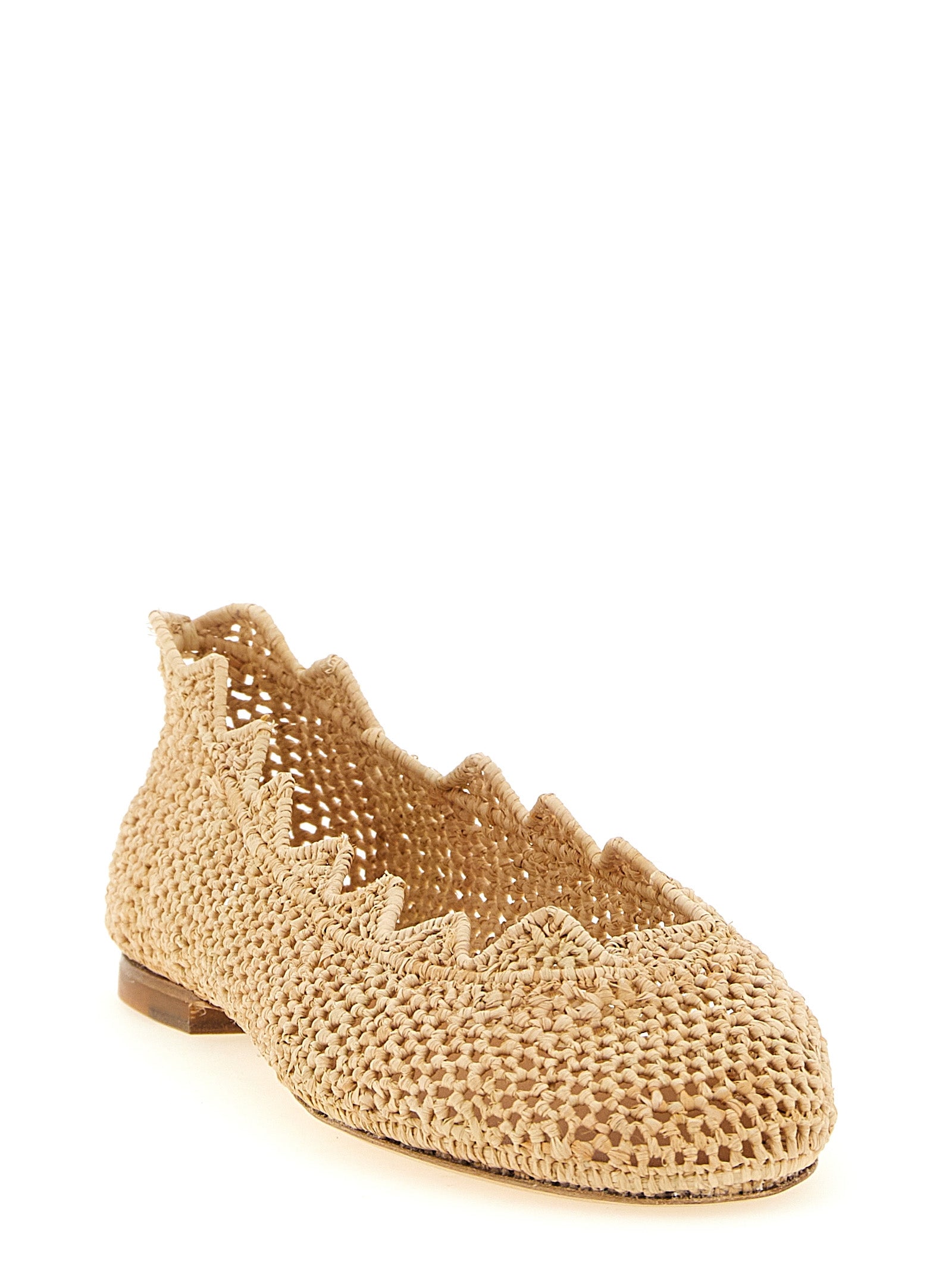 ODISSI Beige Viscose Ballet Women's Flats