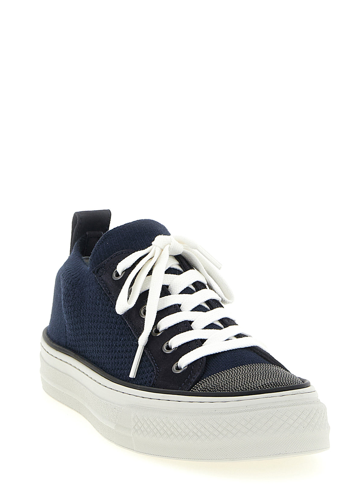 Brunello Cucinelli Blue Cotton Low Top Women's Sneakers