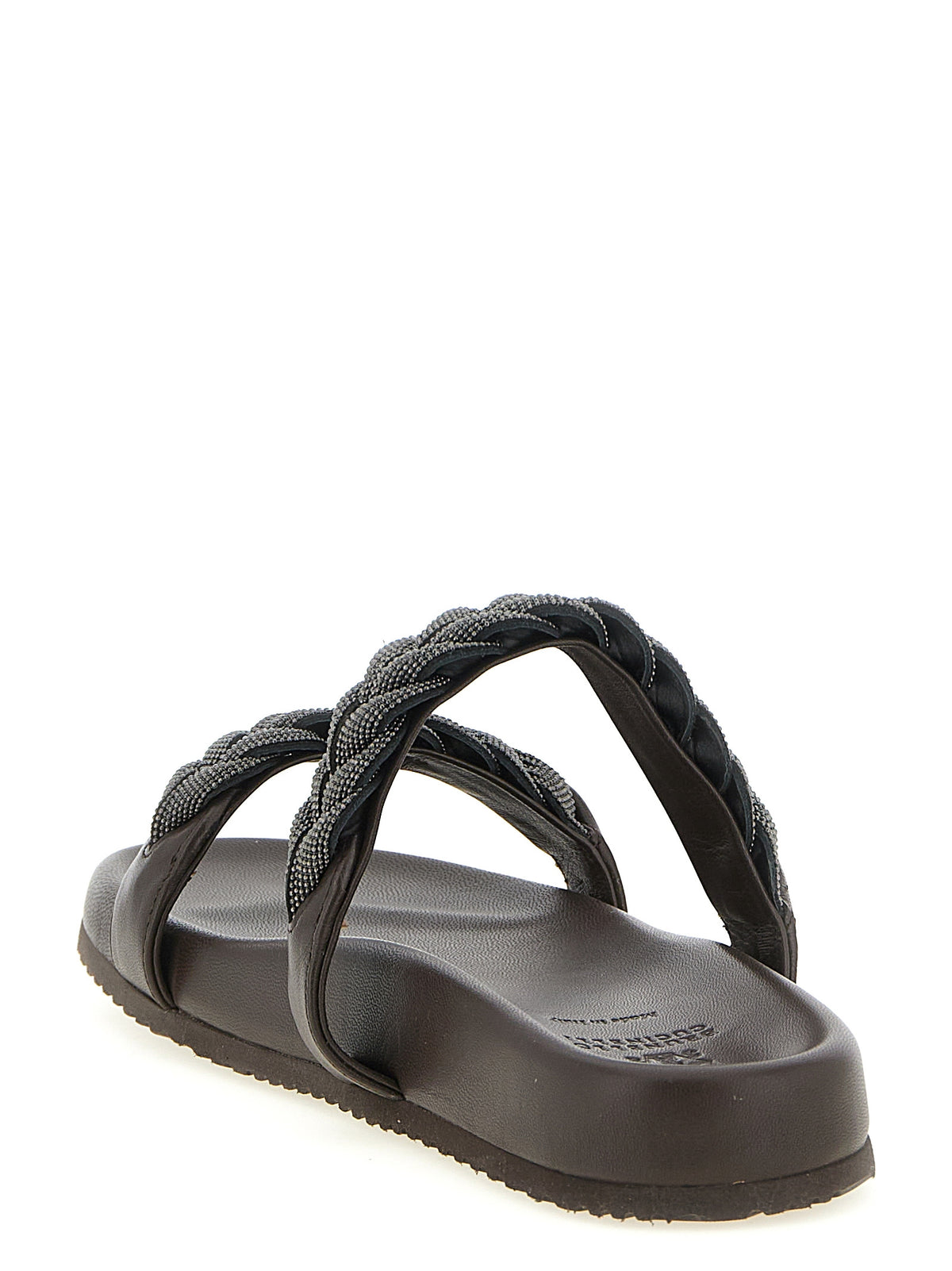 Brunello Cucinelli Brown Leather Women's Slides