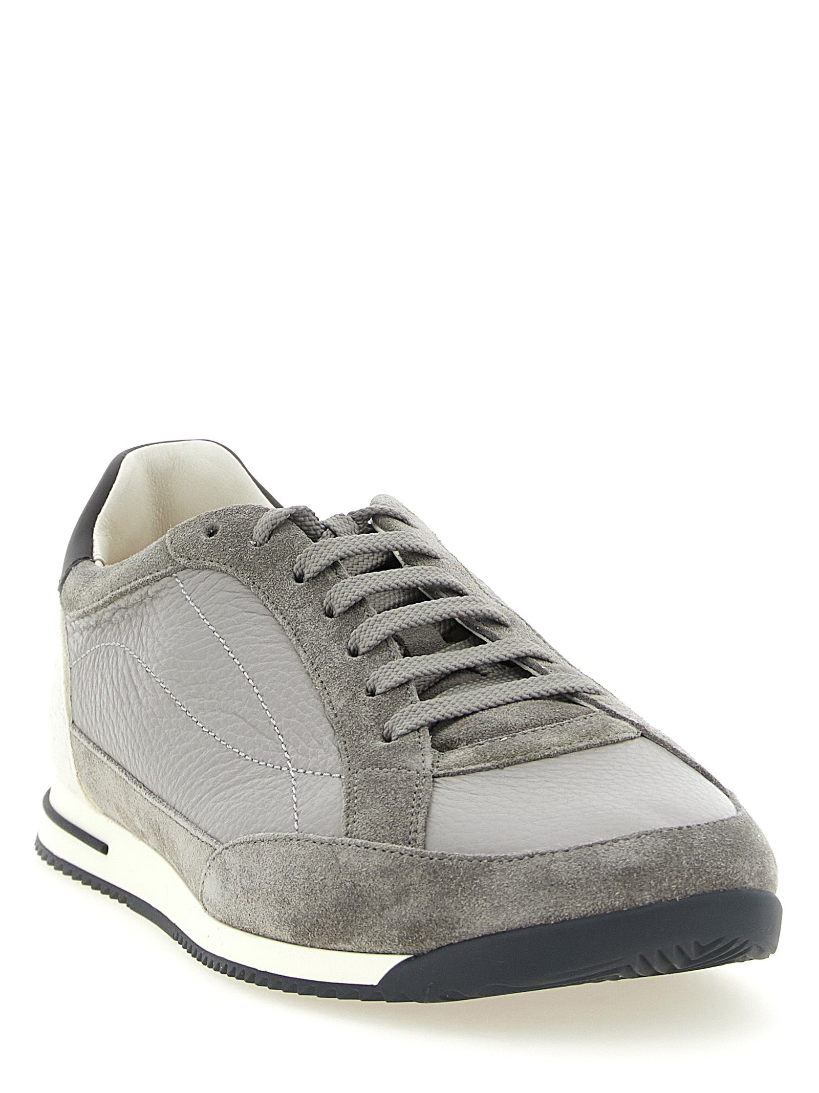 Brunello Cucinelli Gray Nubuc Leather Men's Sneakers