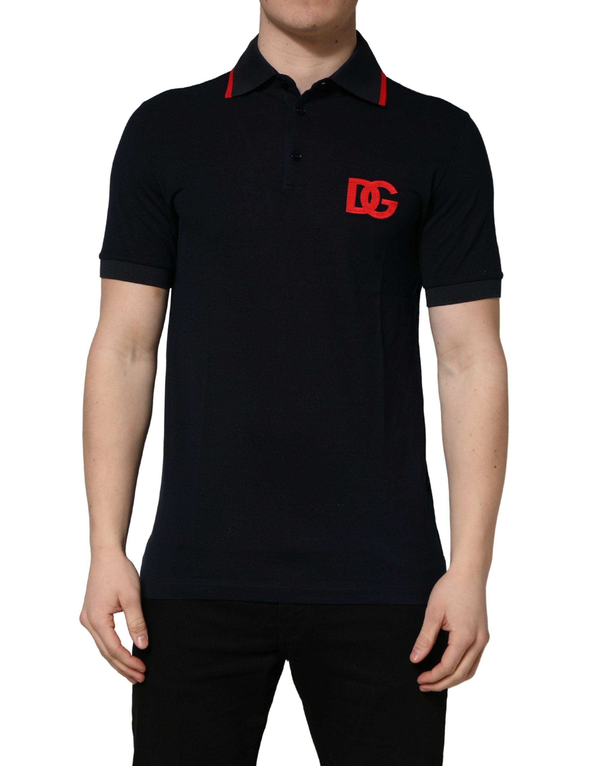 Dolce & Gabbana Black DG Logo Print Short Sleeve Polo Men's T-shirt