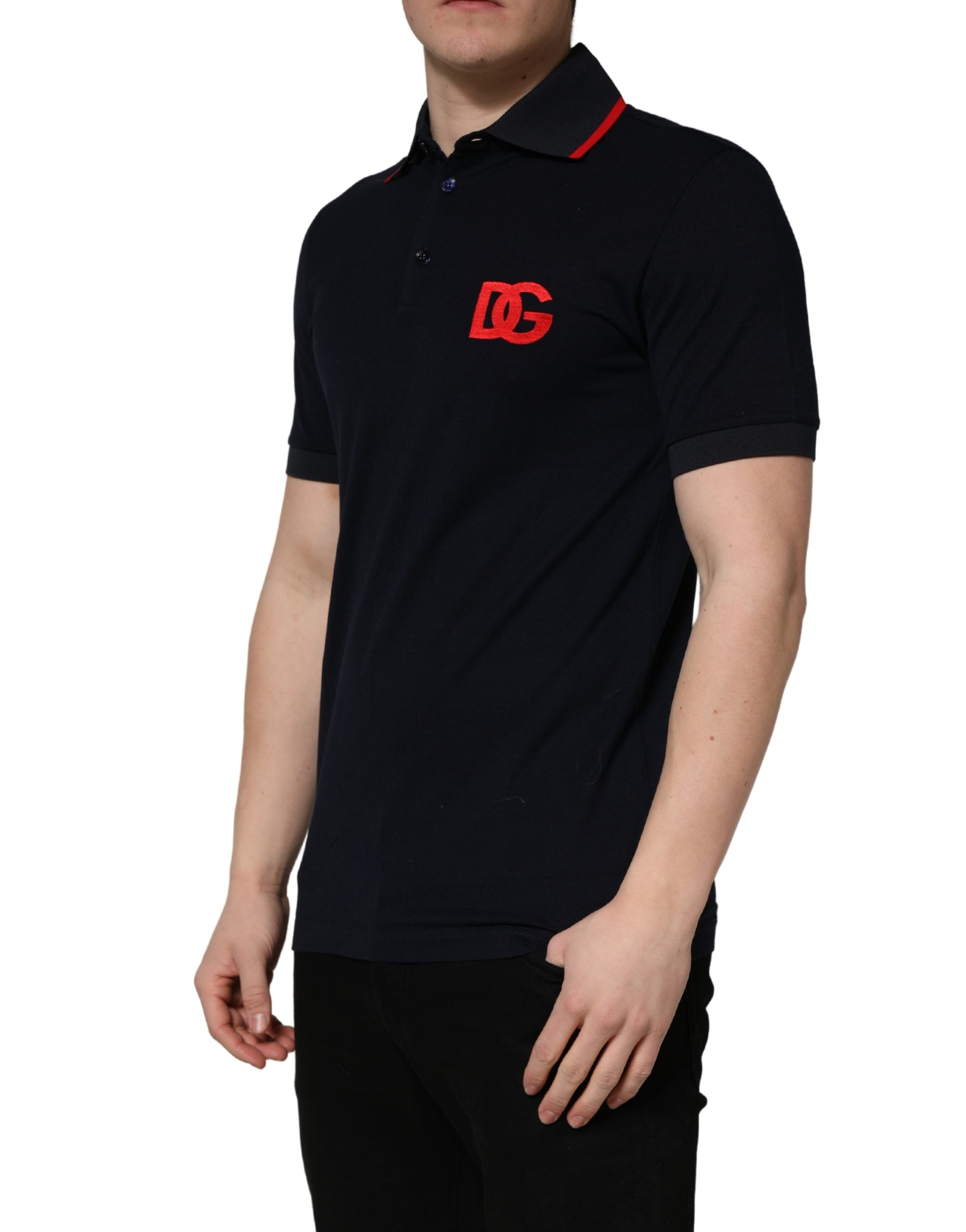 Dolce & Gabbana Black DG Logo Print Short Sleeve Polo Men's T-shirt