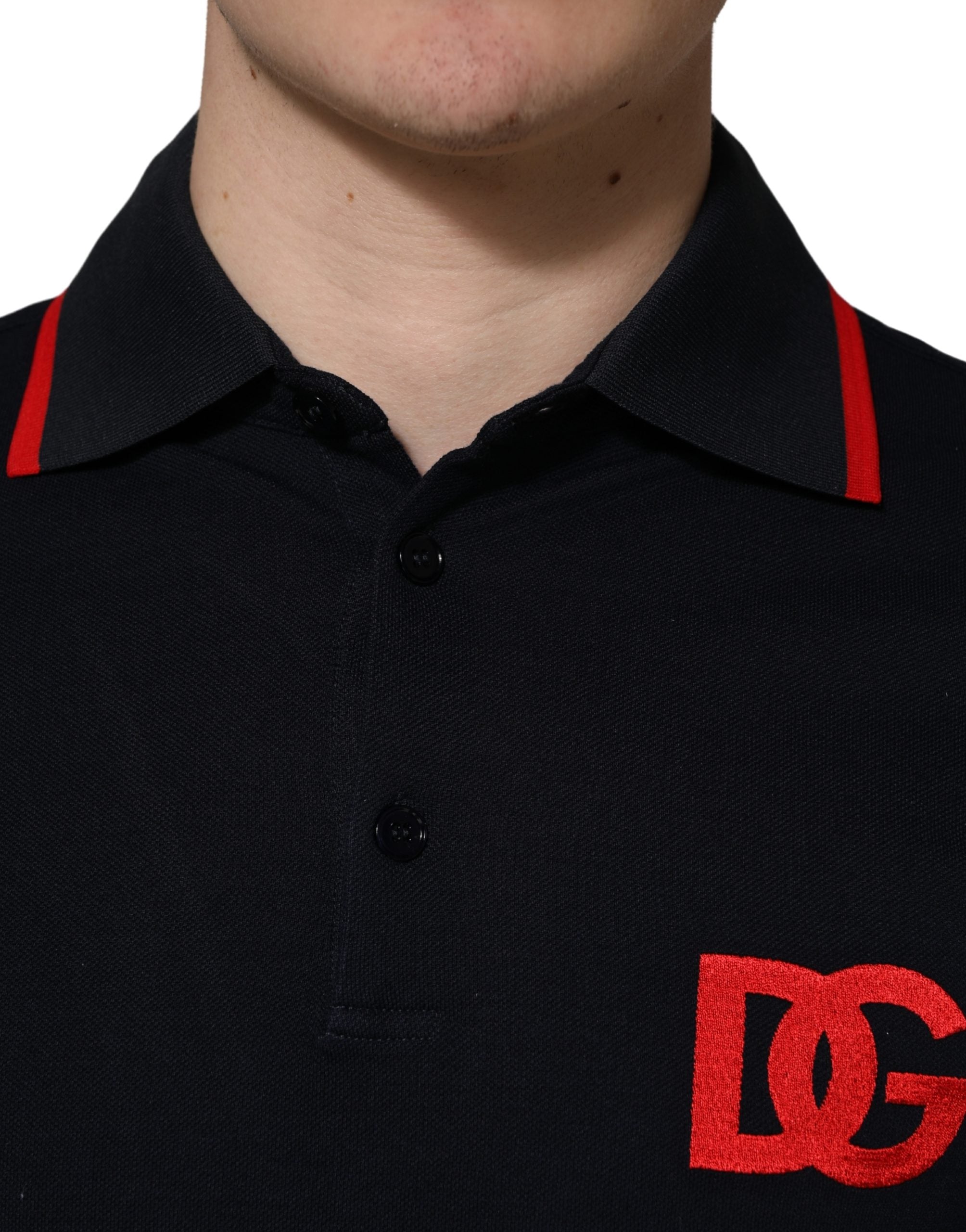 Dolce & Gabbana Black DG Logo Print Short Sleeve Polo Men's T-shirt