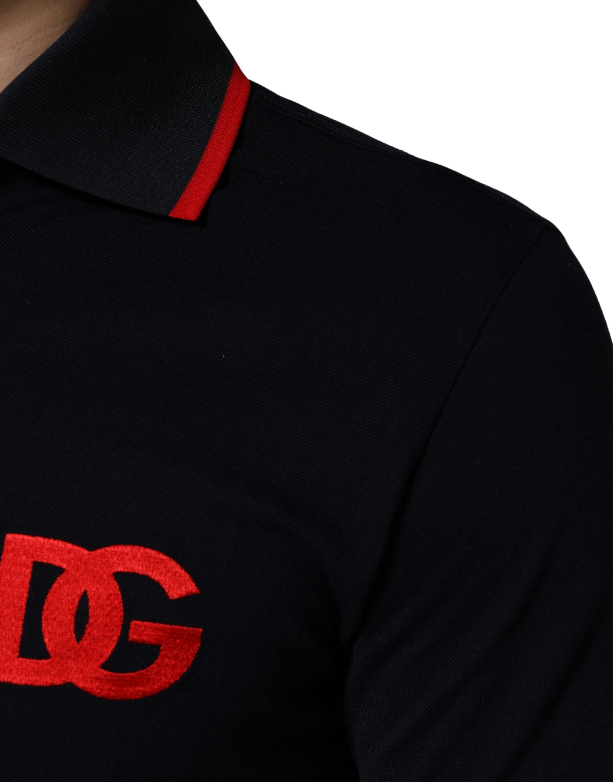 Dolce & Gabbana Black DG Logo Print Short Sleeve Polo Men's T-shirt