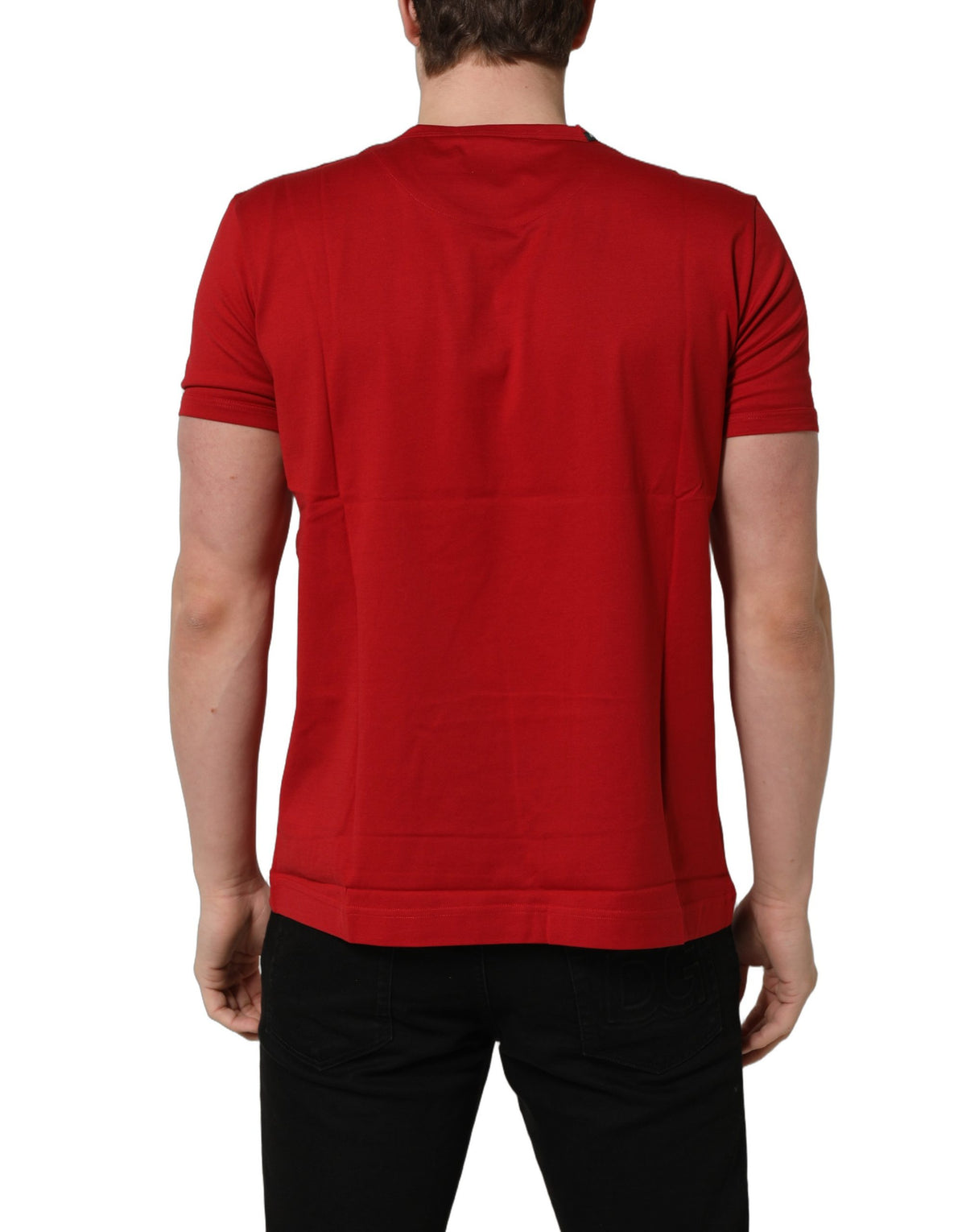 Dolce & Gabbana Red Goodluck 2023 Cotton Crew Neck Men's T-shirt