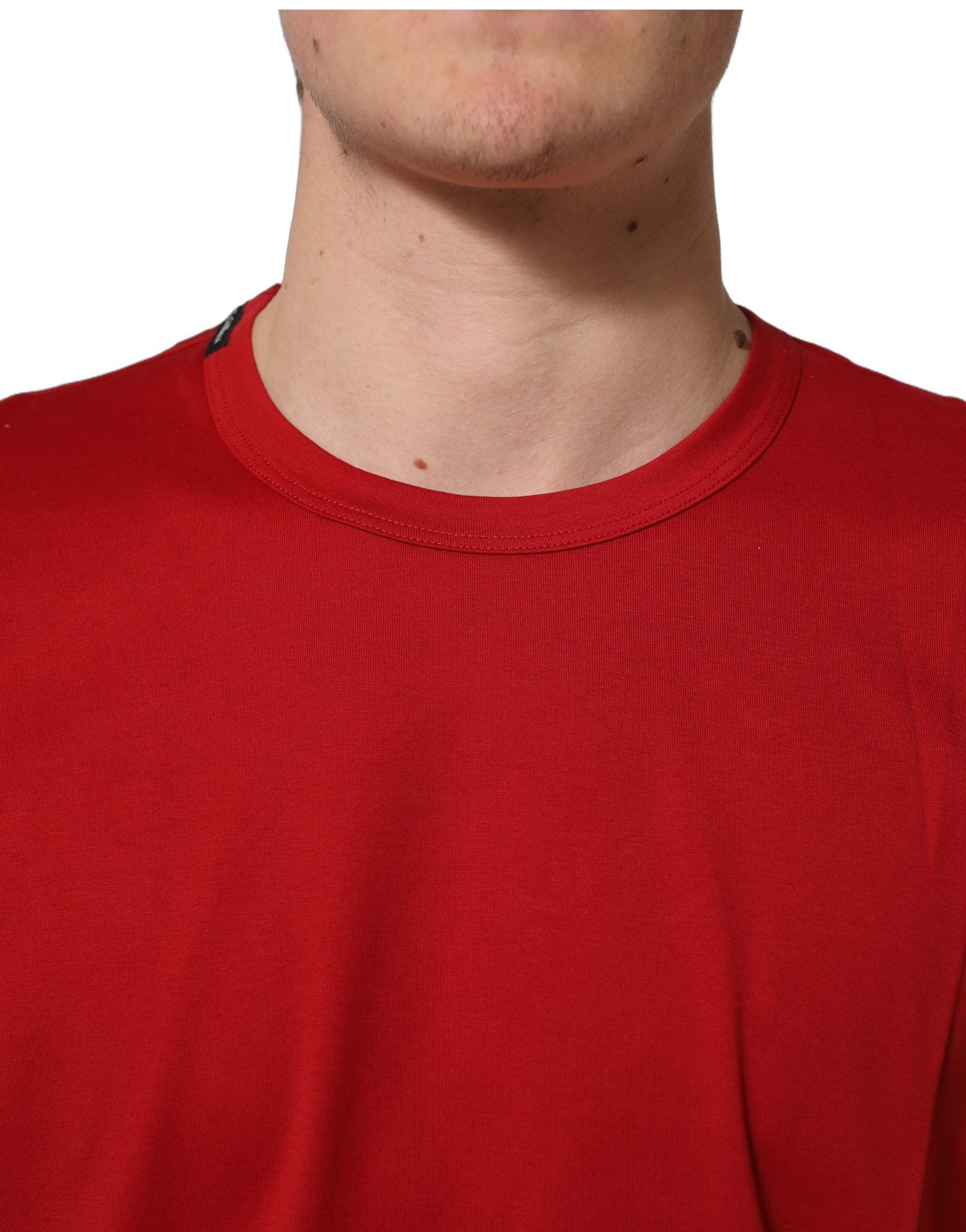 Dolce & Gabbana Red Goodluck 2023 Cotton Crew Neck Men's T-shirt