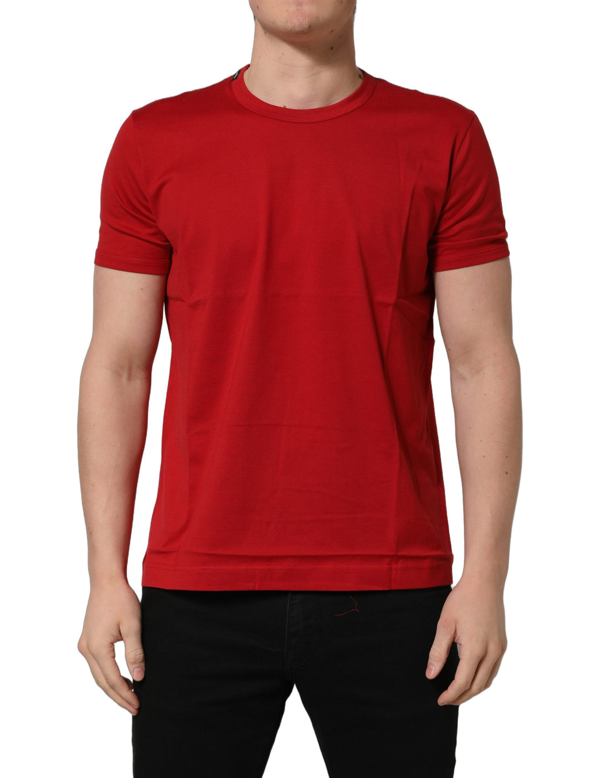 Dolce & Gabbana Red Goodluck 2023 Cotton Crew Neck Men's T-shirt
