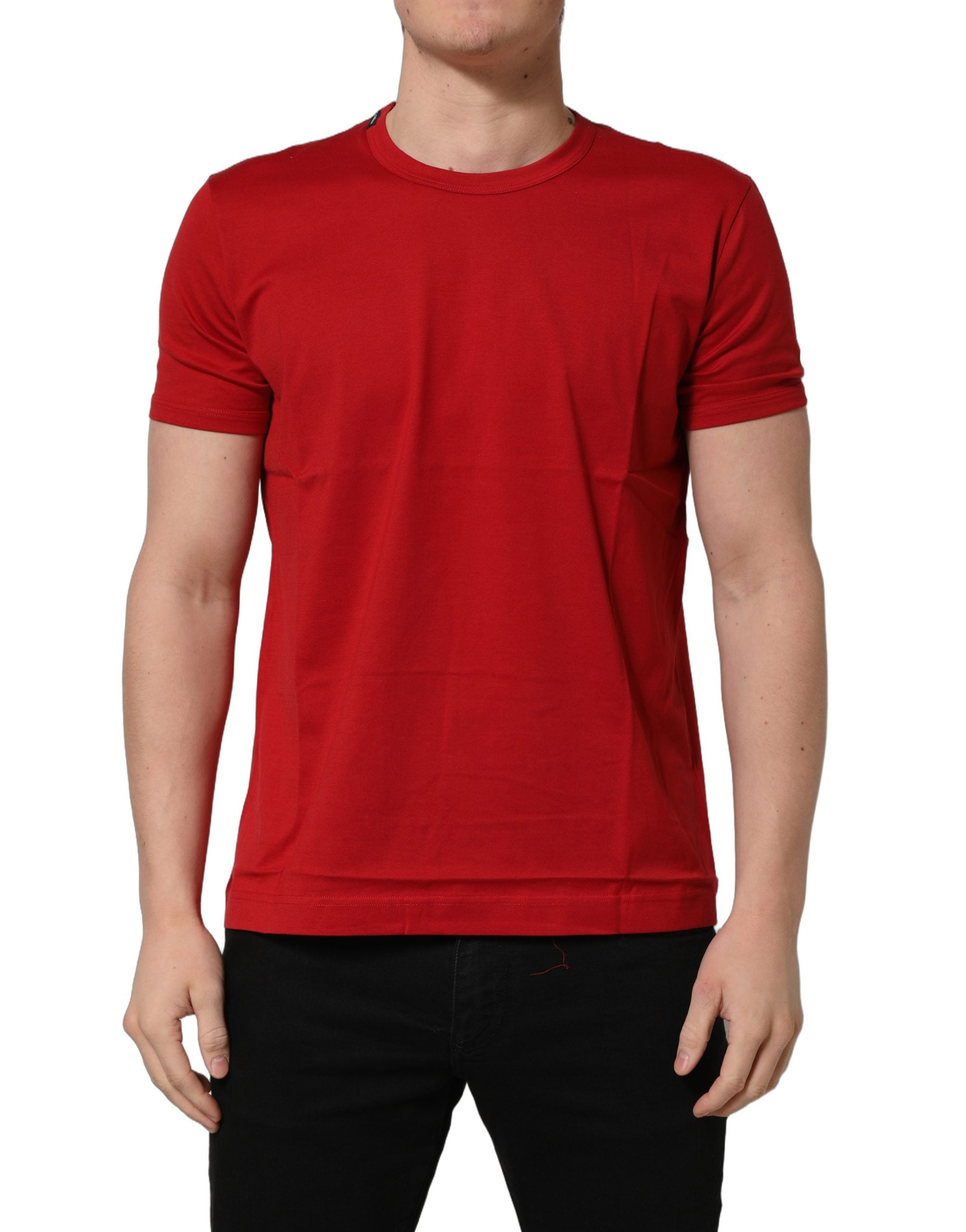 Dolce & Gabbana Red Goodluck 2023 Cotton Crew Neck Men's T-shirt