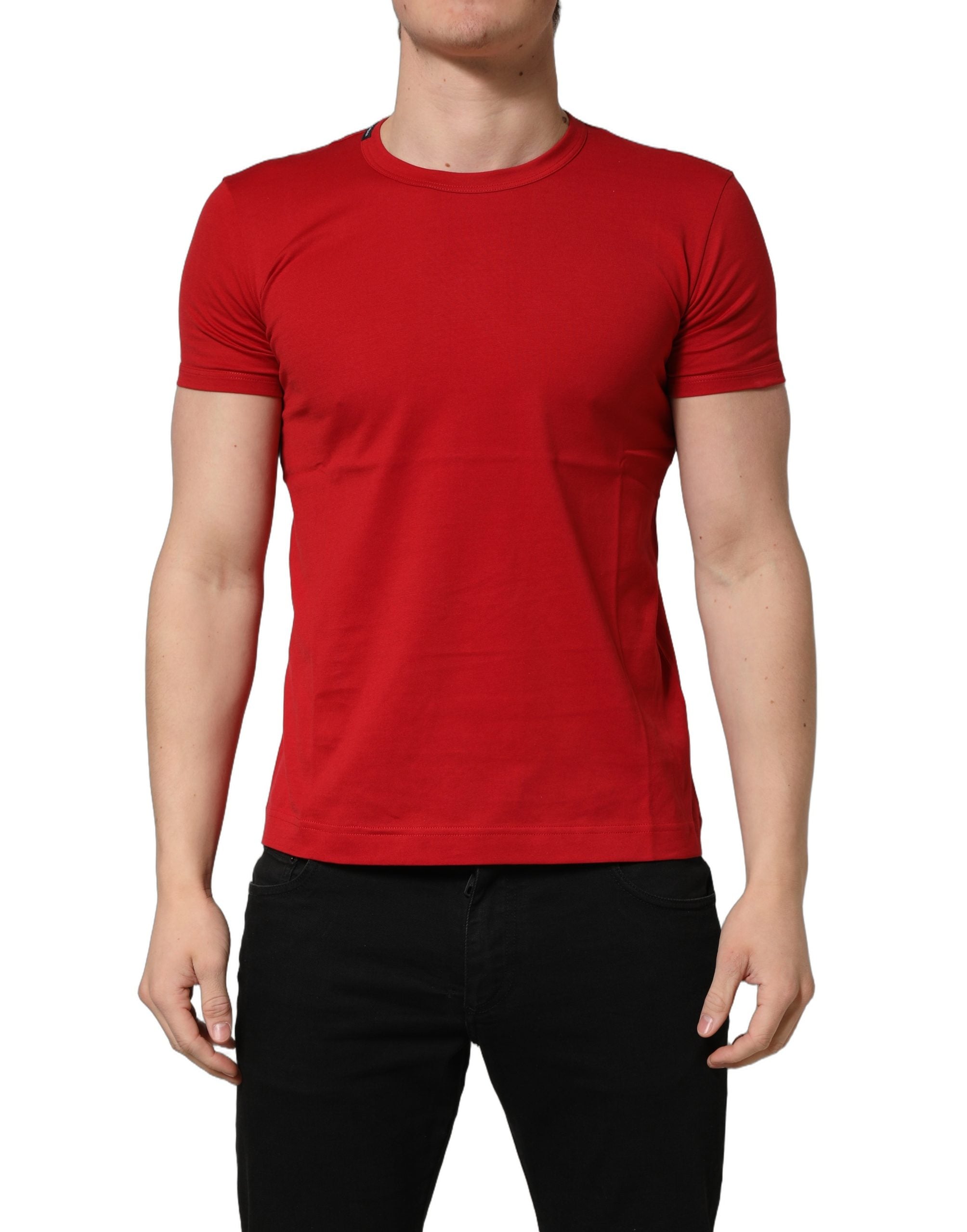 Dolce & Gabbana Red Goodluck 2023 Cotton Crew Neck Men's T-shirt