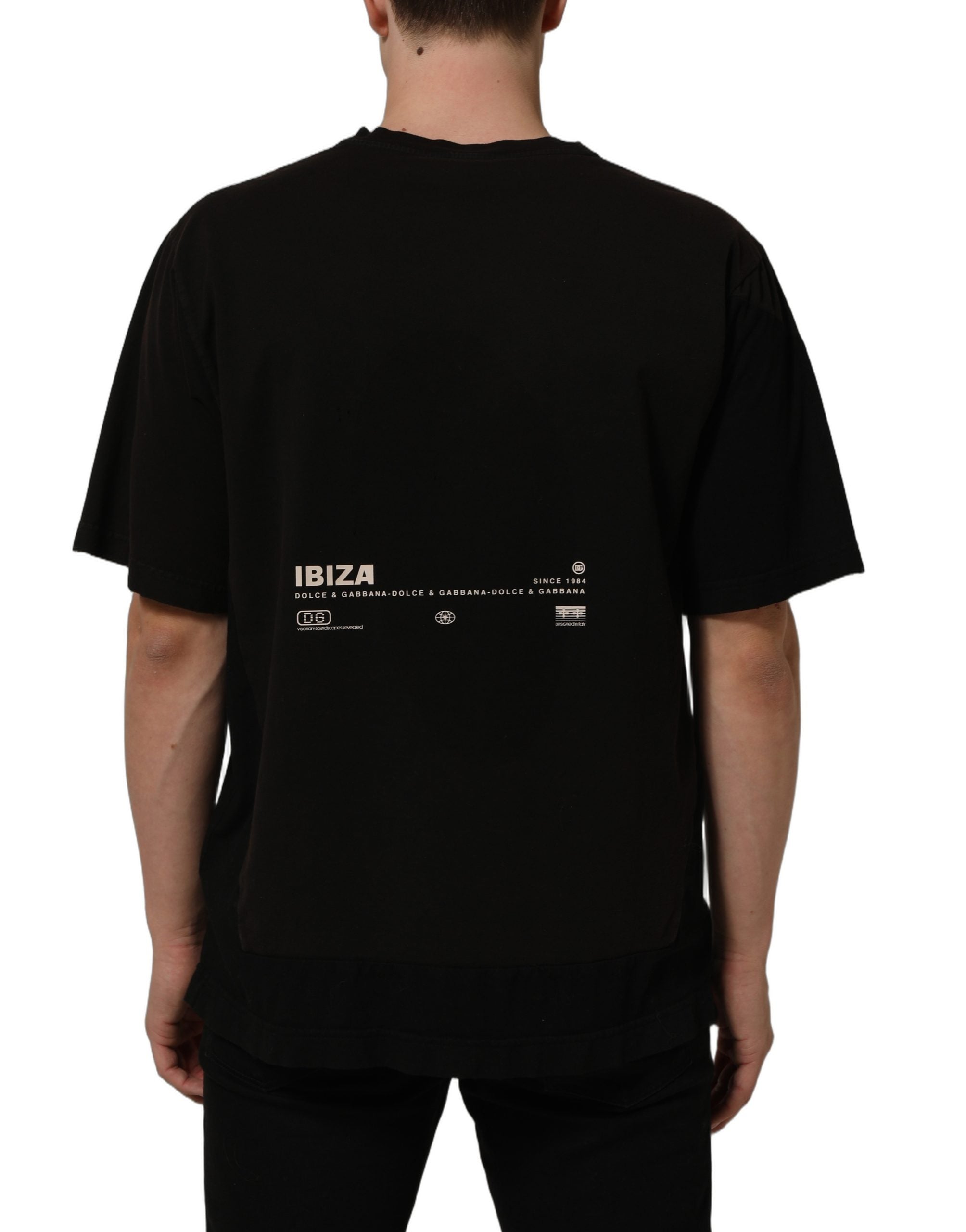 Dolce & Gabbana Black Tropical "IBIZA" Men Crew Neck Men's T-shirt
