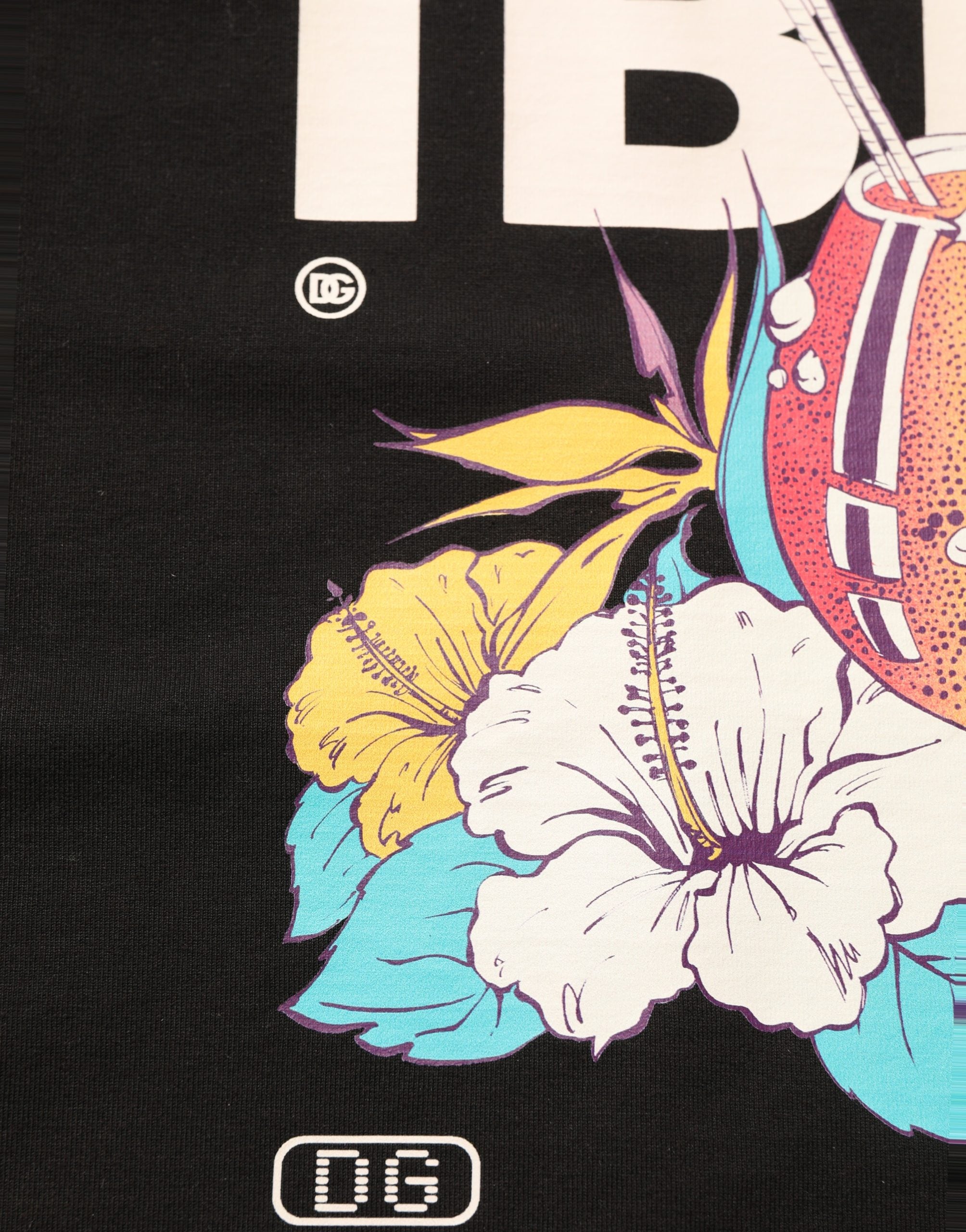Dolce & Gabbana Black Tropical "IBIZA" Men Crew Neck Men's T-shirt