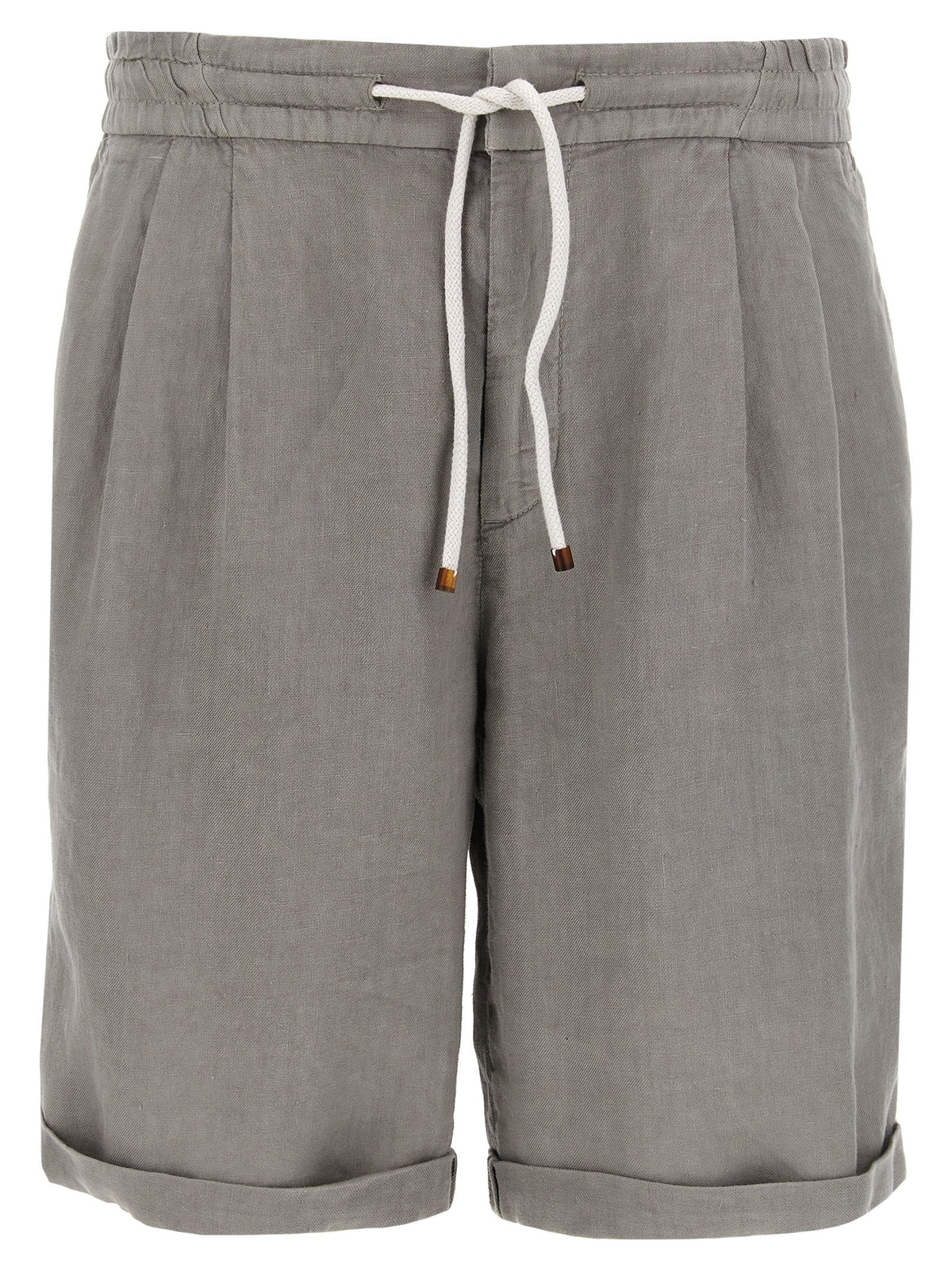 Brunello Cucinelli Gray Linen Bermuda Men's Shorts