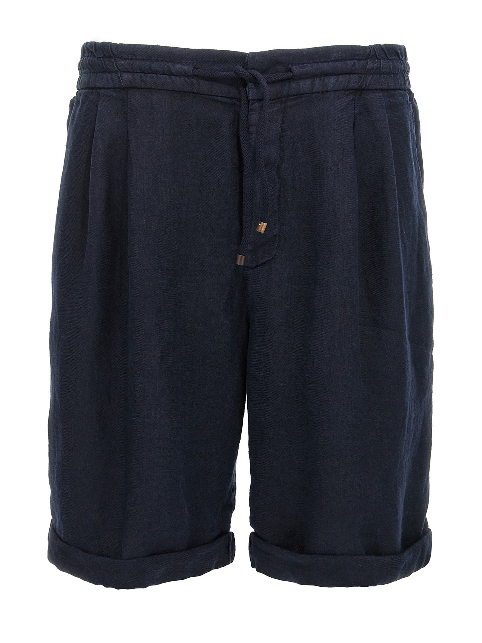 Brunello Cucinelli Blue Linen Bermuda Men's Shorts