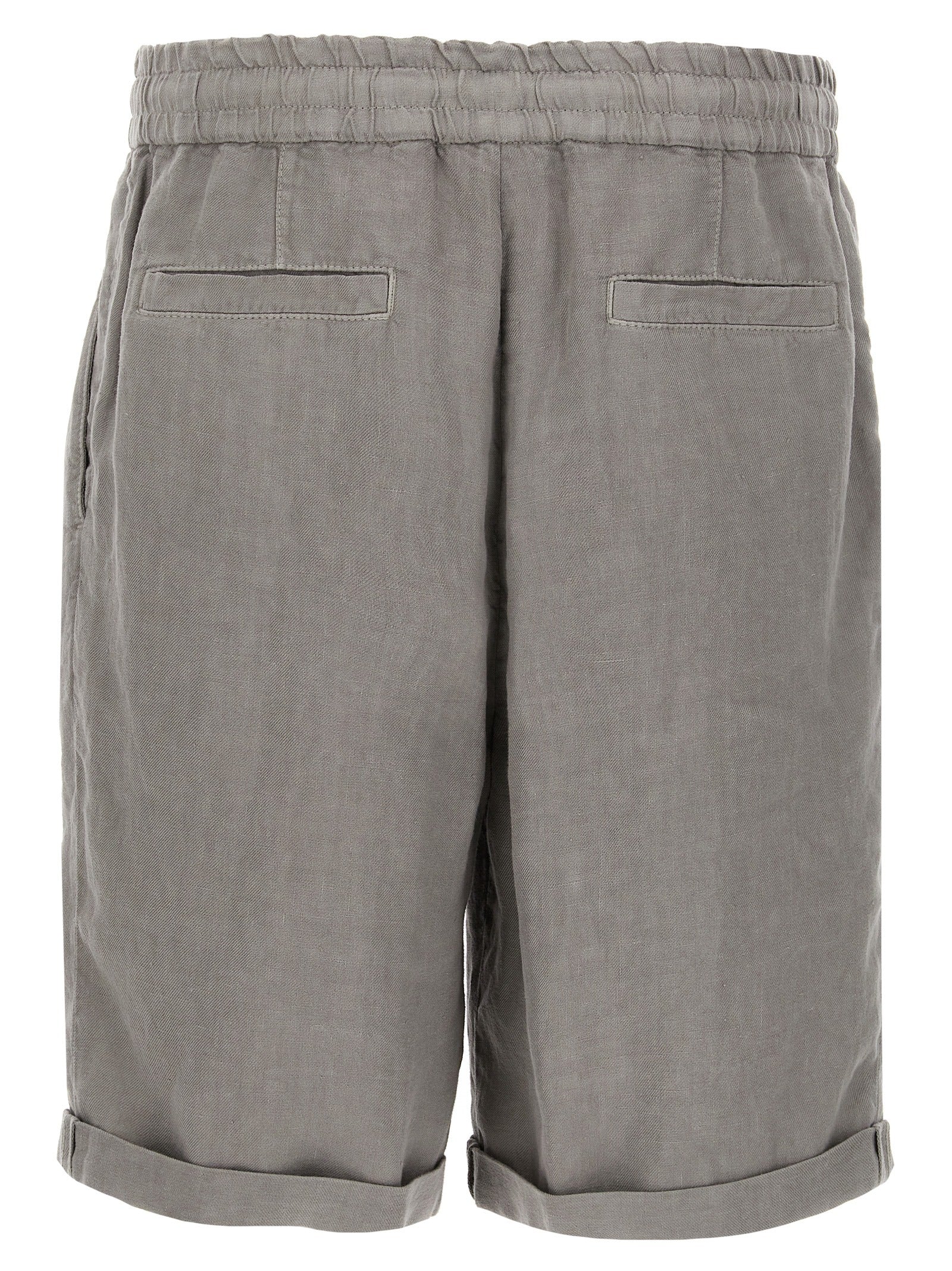 Brunello Cucinelli Gray Linen Bermuda Men's Shorts