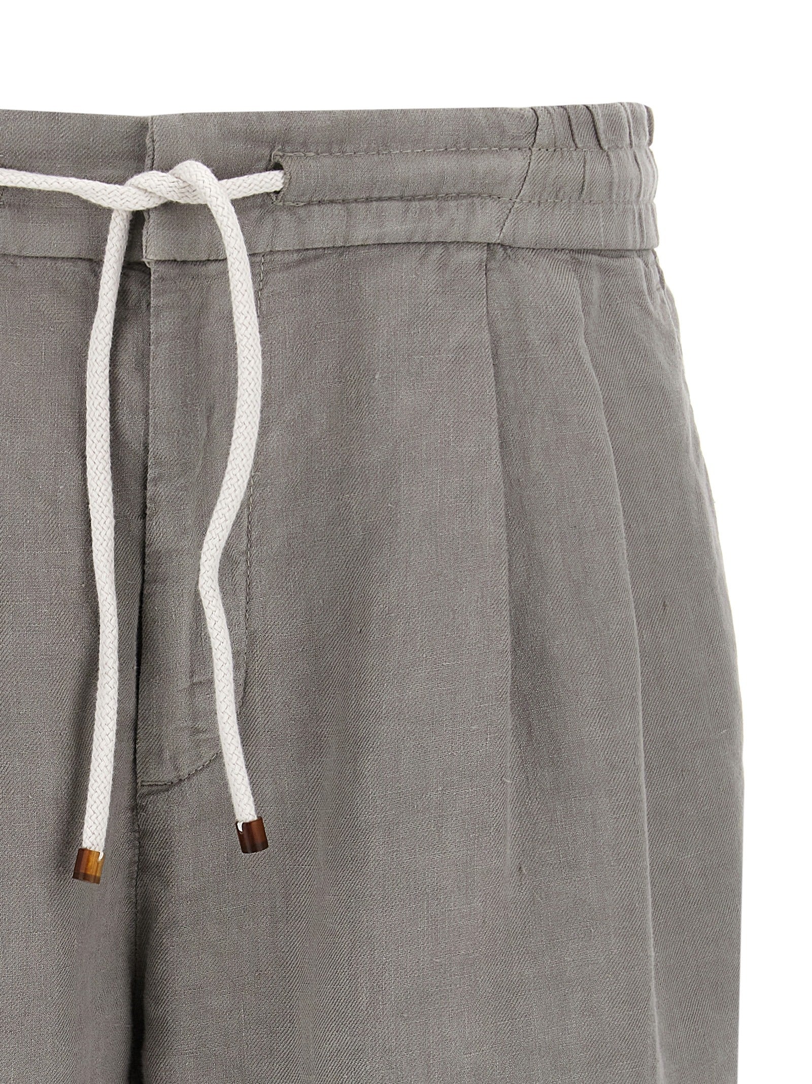 Brunello Cucinelli Gray Linen Bermuda Men's Shorts