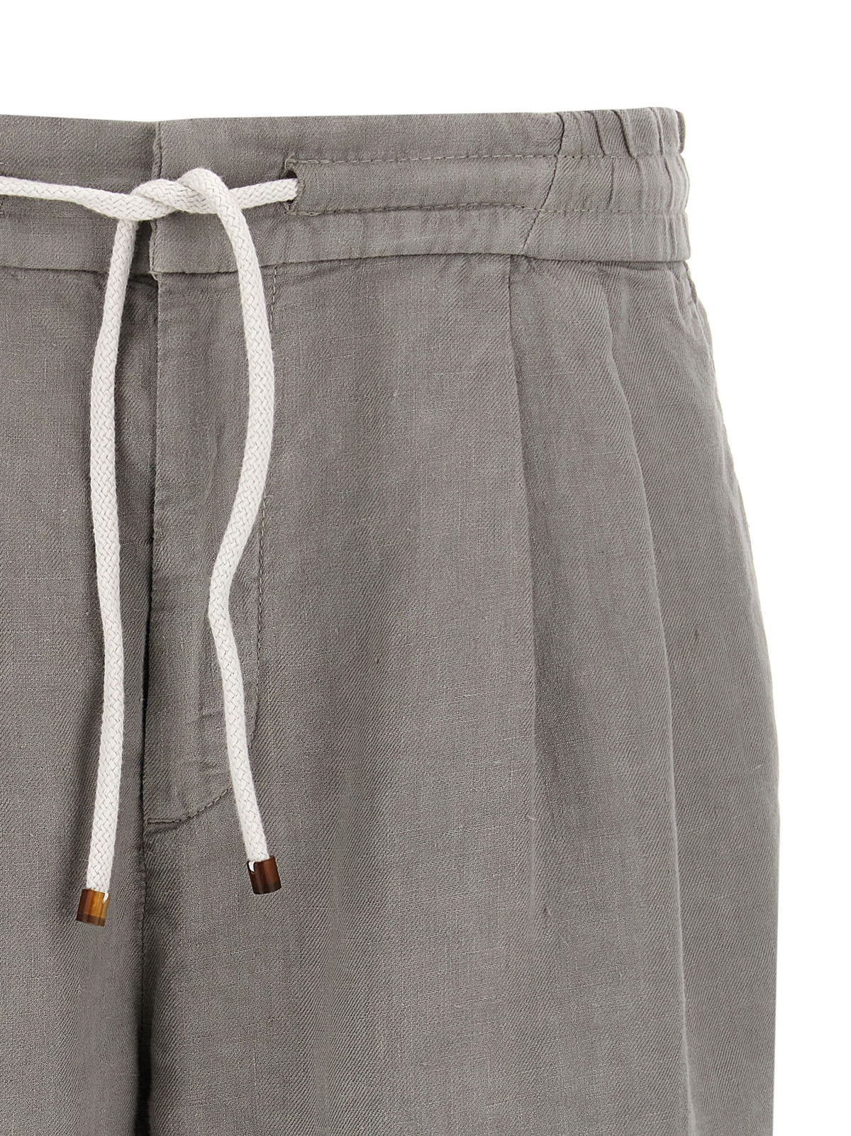 Brunello Cucinelli Gray Linen Bermuda Men's Shorts