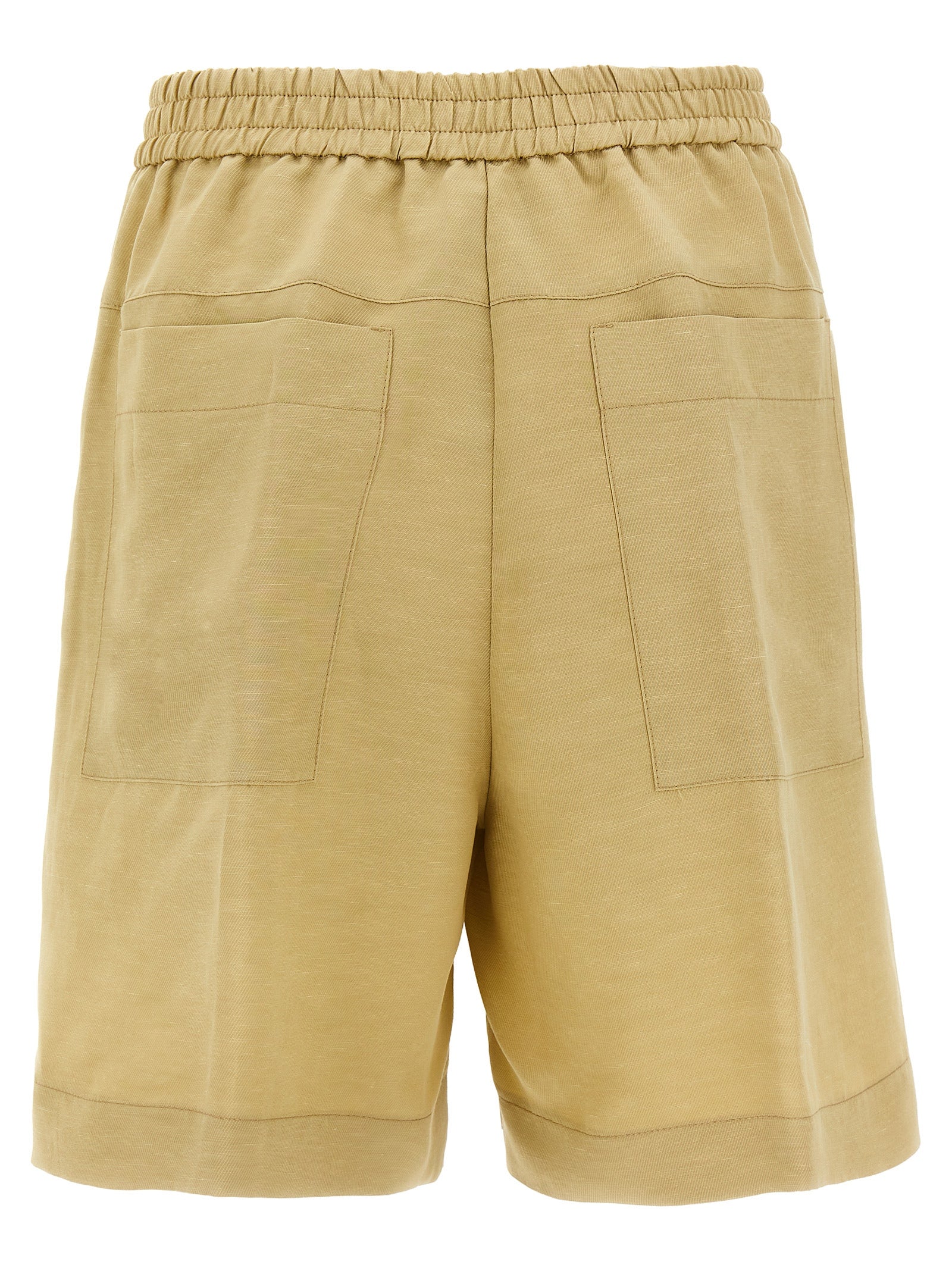 NUDE Beige Viscose Bermuda Women's Shorts