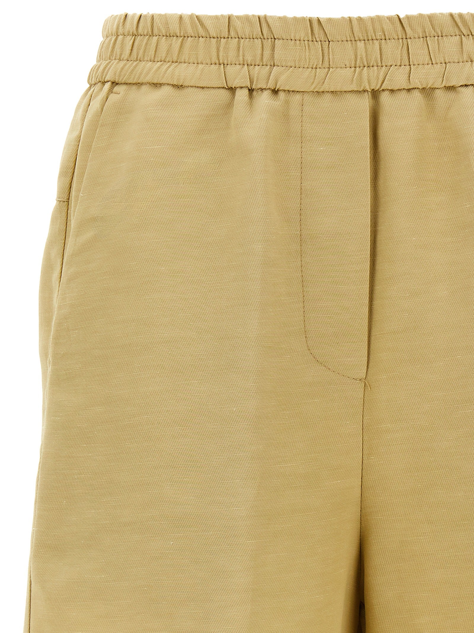 NUDE Beige Viscose Bermuda Women's Shorts