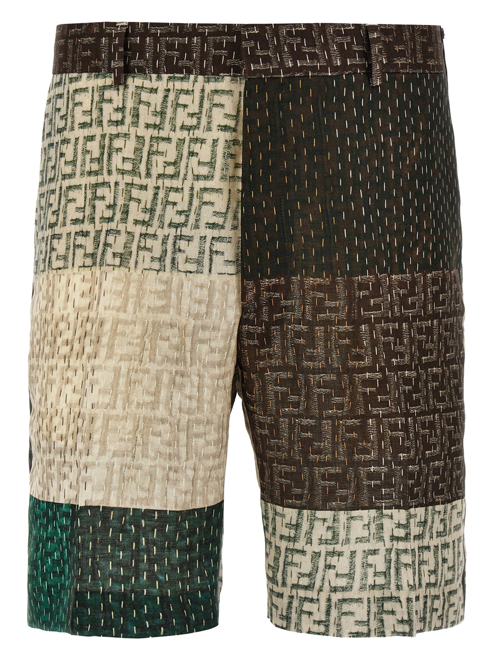 Fendi Multicolor Linen Bermuda Men's Shorts