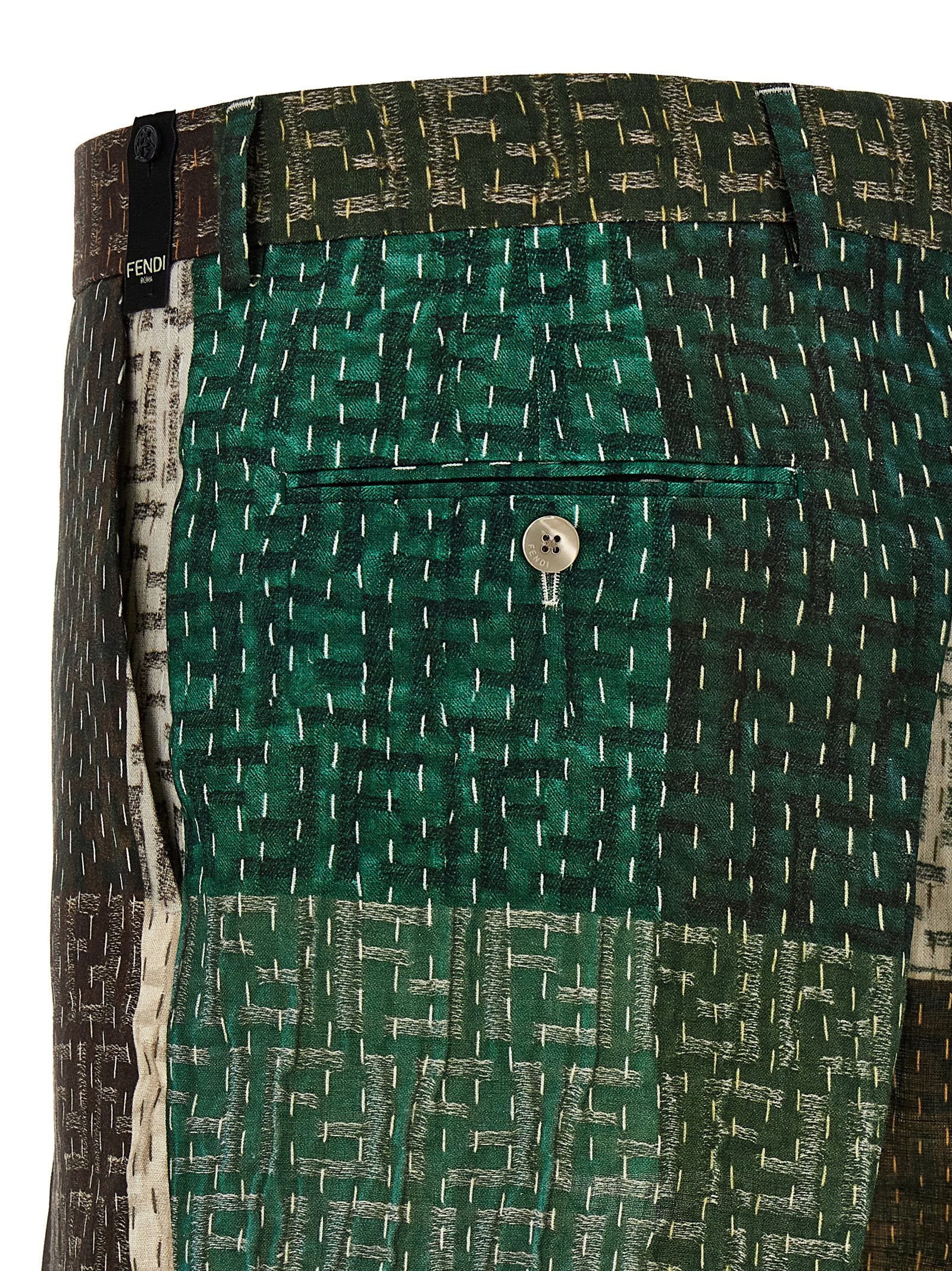 Fendi Multicolor Linen Bermuda Men's Shorts
