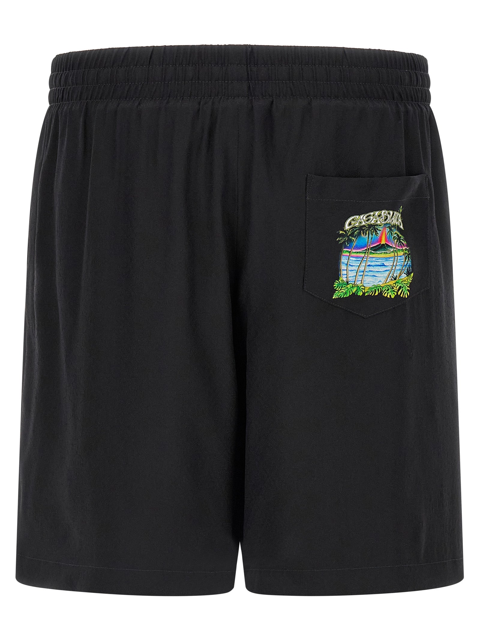 Casablanca Black Silk Bermuda Men's Shorts
