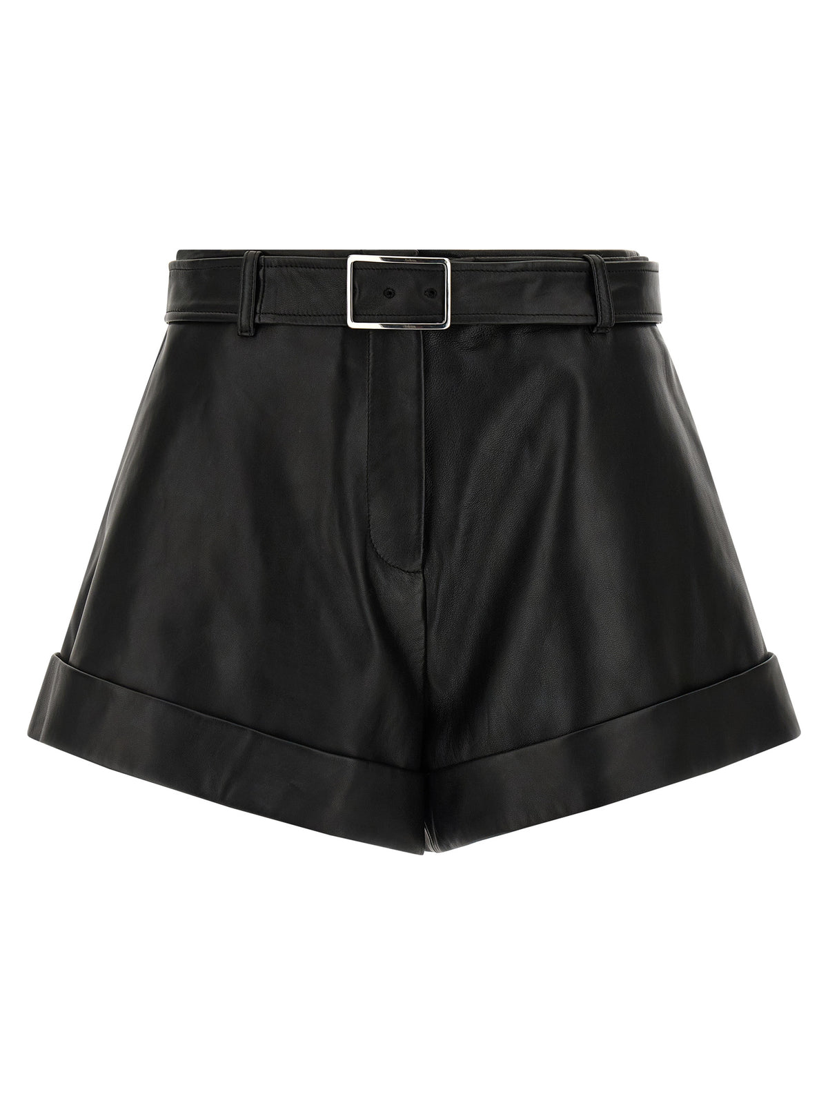 Sportmax Black Lamb Leather Bermuda Women's Shorts