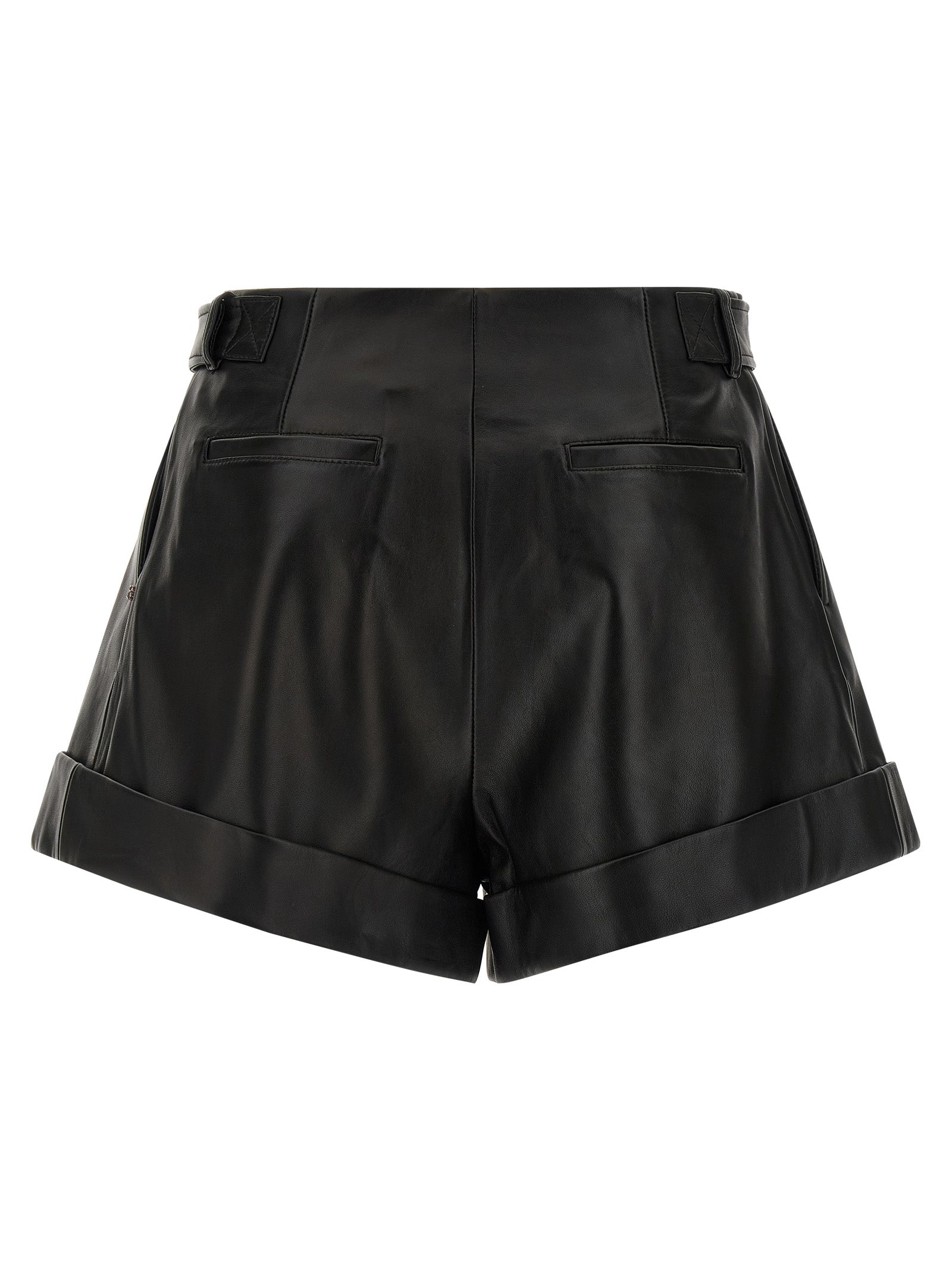 Sportmax Black Lamb Leather Bermuda Women's Shorts