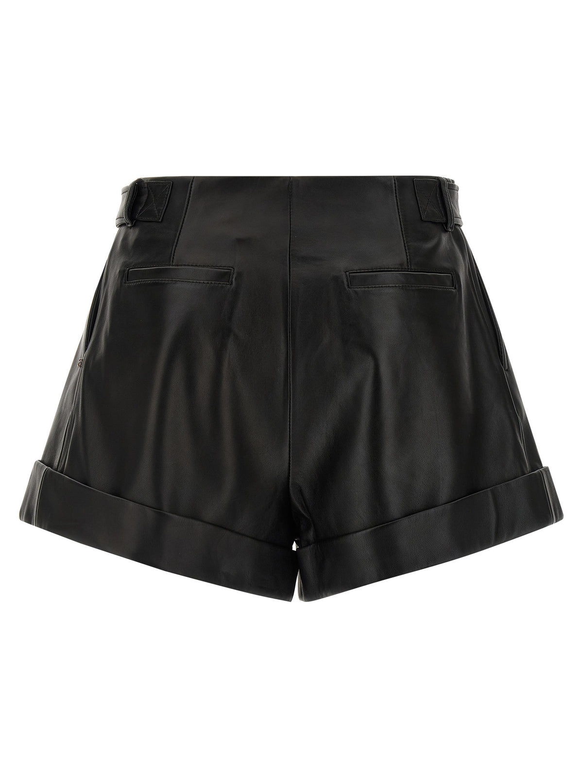 Sportmax Black Lamb Leather Bermuda Women's Shorts