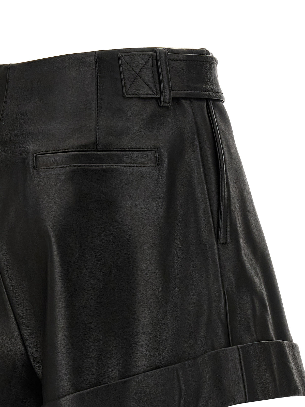 Sportmax Black Lamb Leather Bermuda Women's Shorts