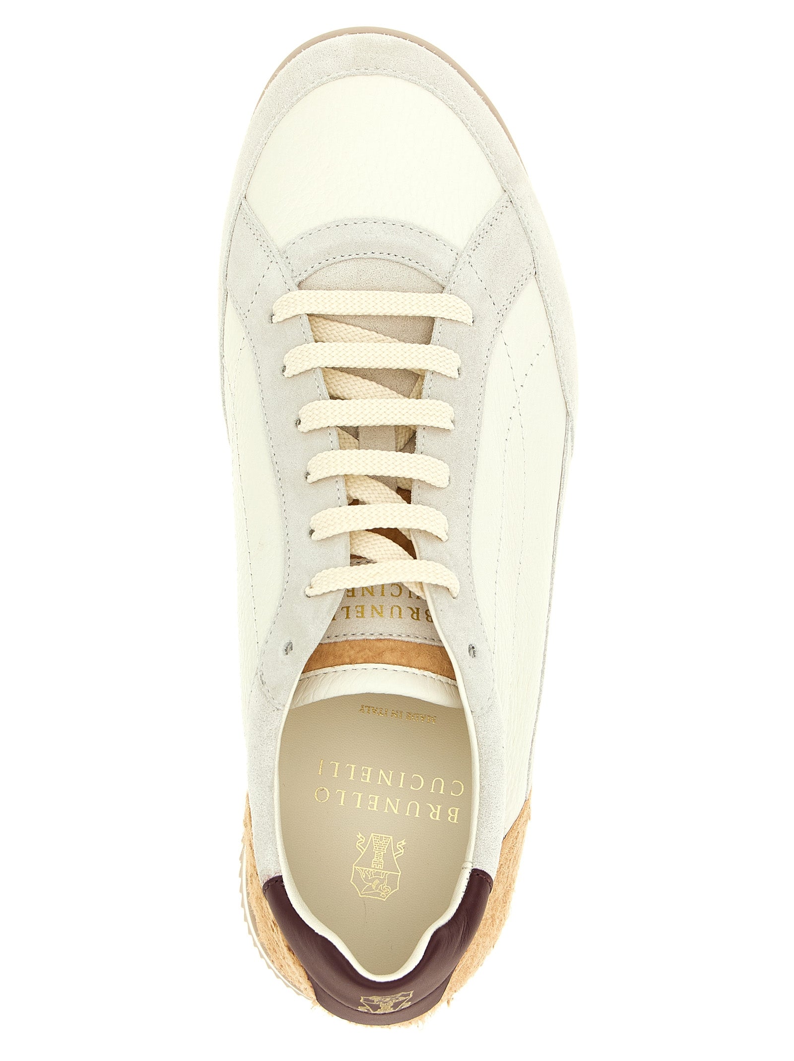 Brunello Cucinelli Beige Nubuc Leather Low Top Men's Sneakers