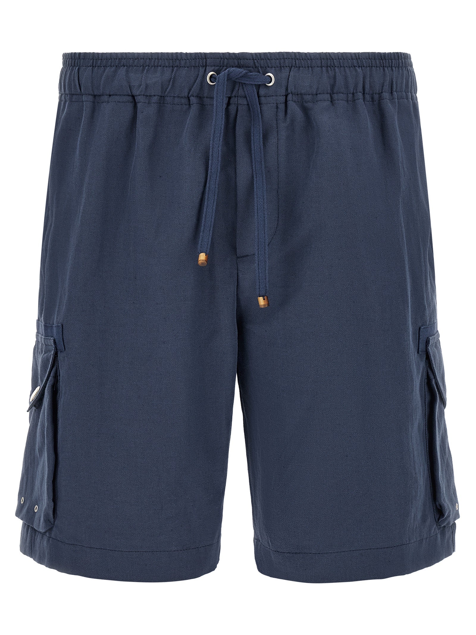 Brunello Cucinelli Blue Linen Bermuda Men's Shorts