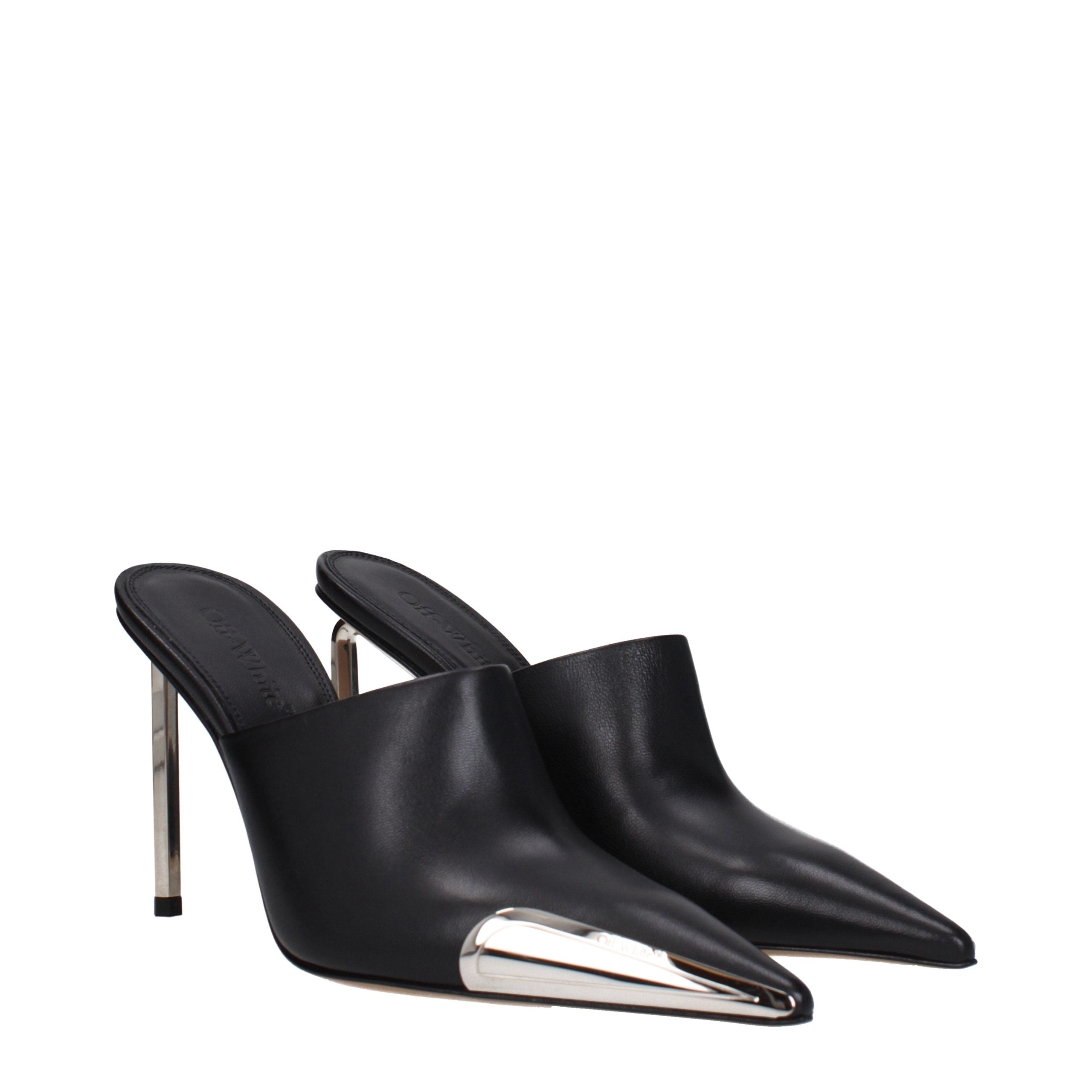 Off-White Black Leather High Heel Women's Pumps