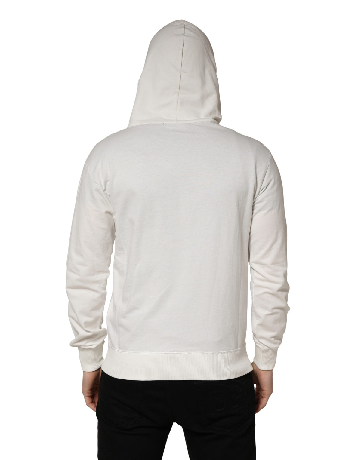 Dolce & Gabbana White Cotton Hooded Sweatshirt Men's Sweater (Pre-Owned)
