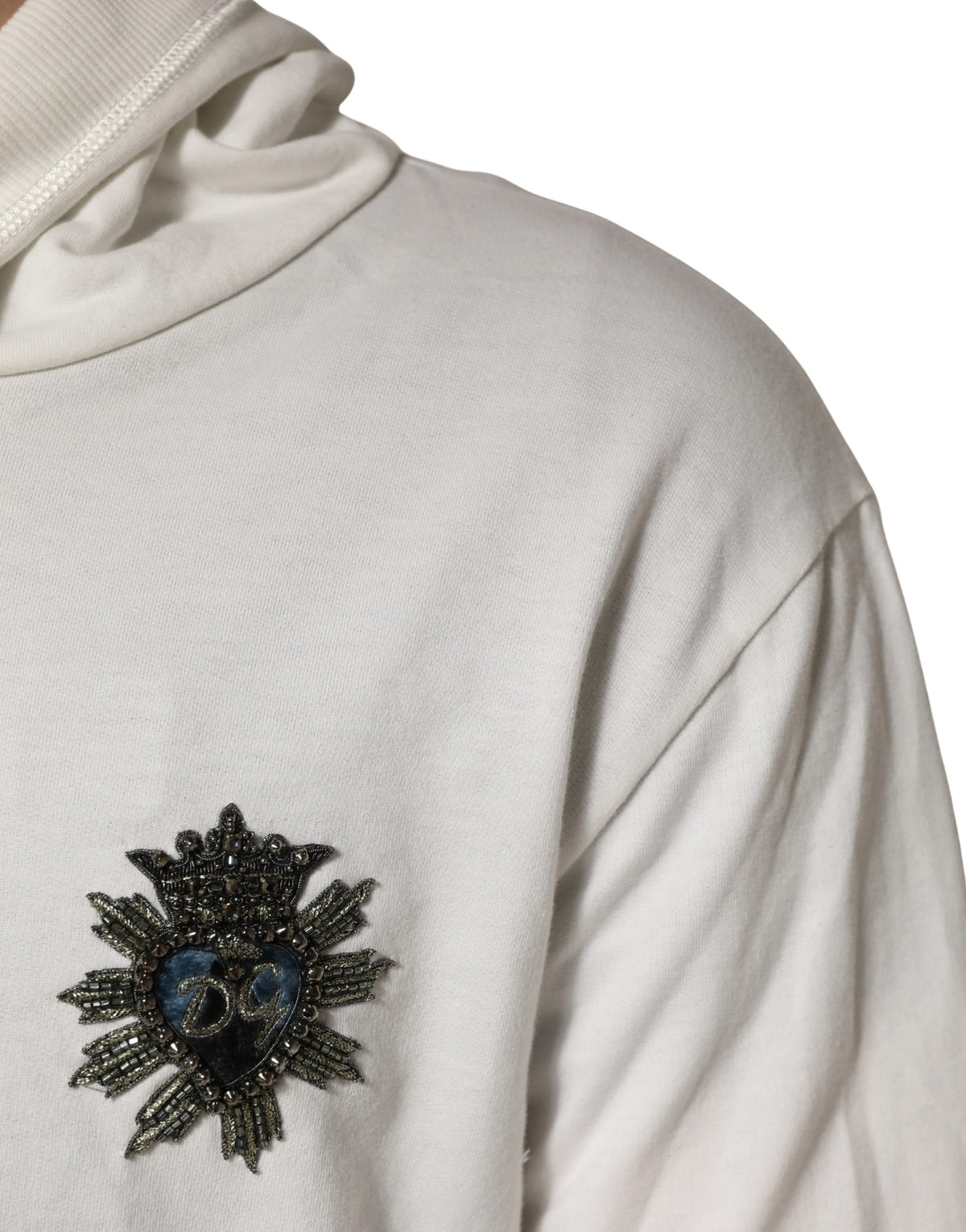 Dolce & Gabbana White Cotton Hooded Sweatshirt Men's Sweater (Pre-Owned)