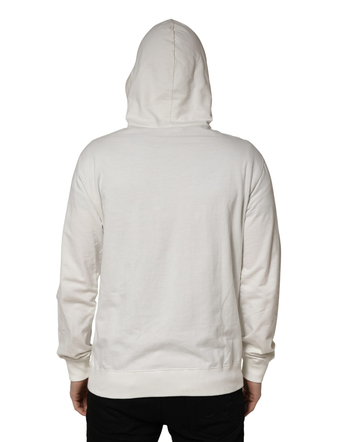 Dolce & Gabbana White Cotton Hooded Sweatshirt Men's Sweater (Pre-Owned)