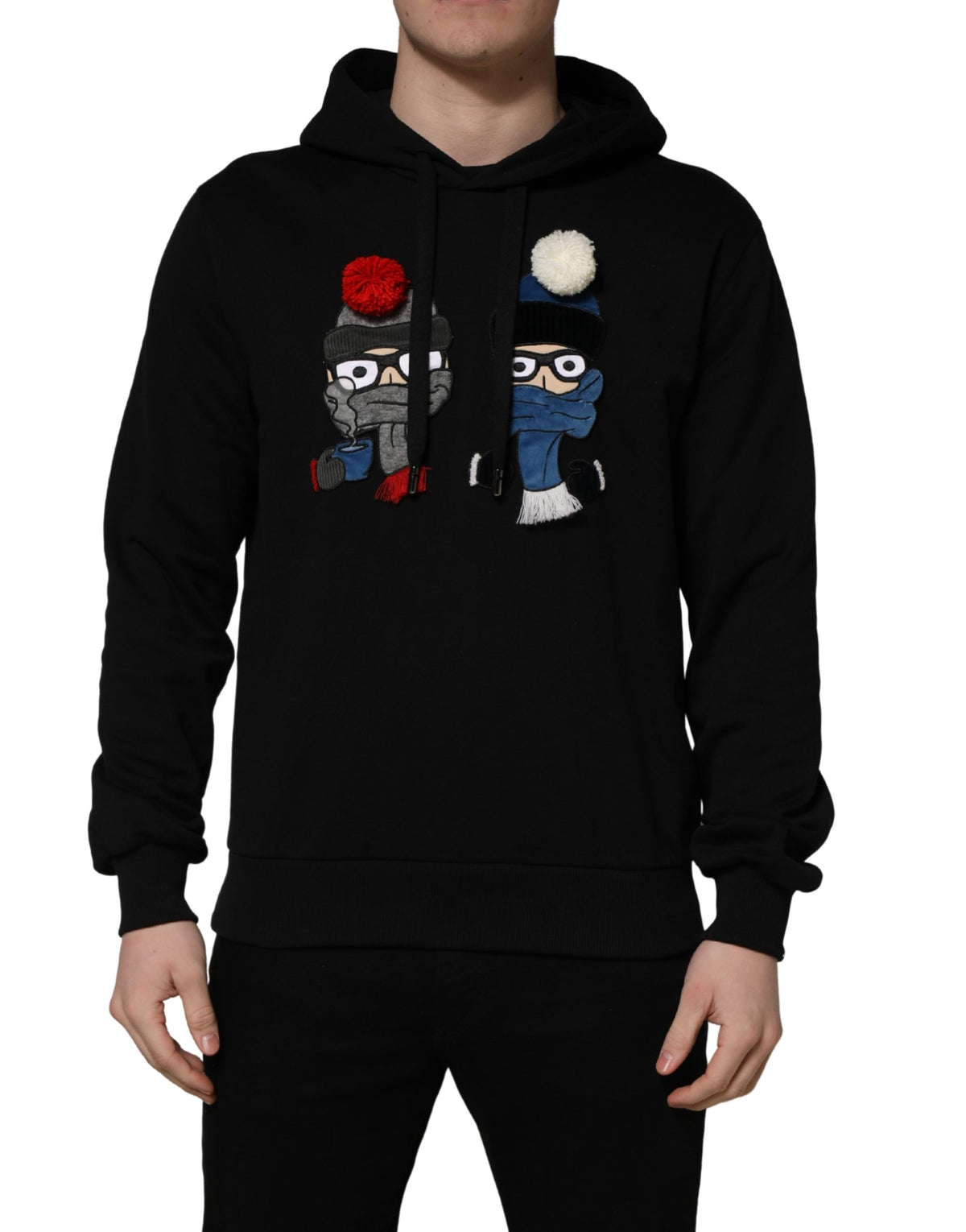 Dolce & Gabbana #dgfamily Black Cotton Hooded Men Sweatshirt Men's Sweater