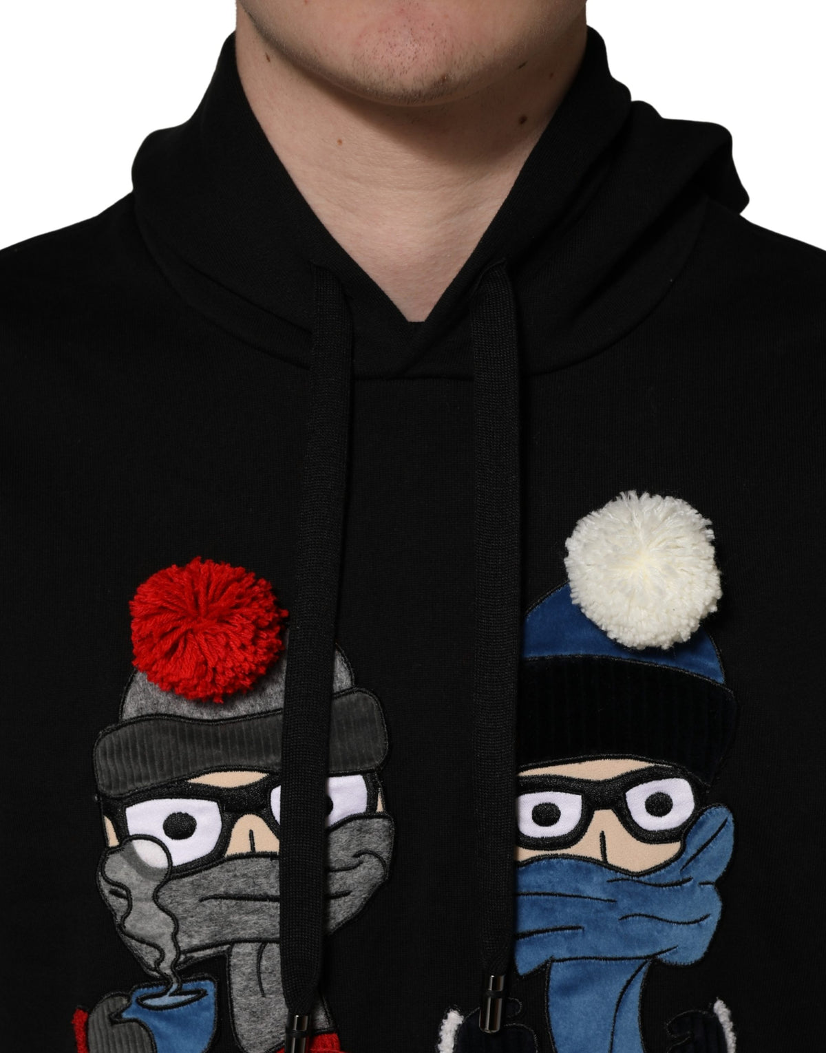 Dolce & Gabbana #dgfamily Black Cotton Hooded Men Sweatshirt Men's Sweater