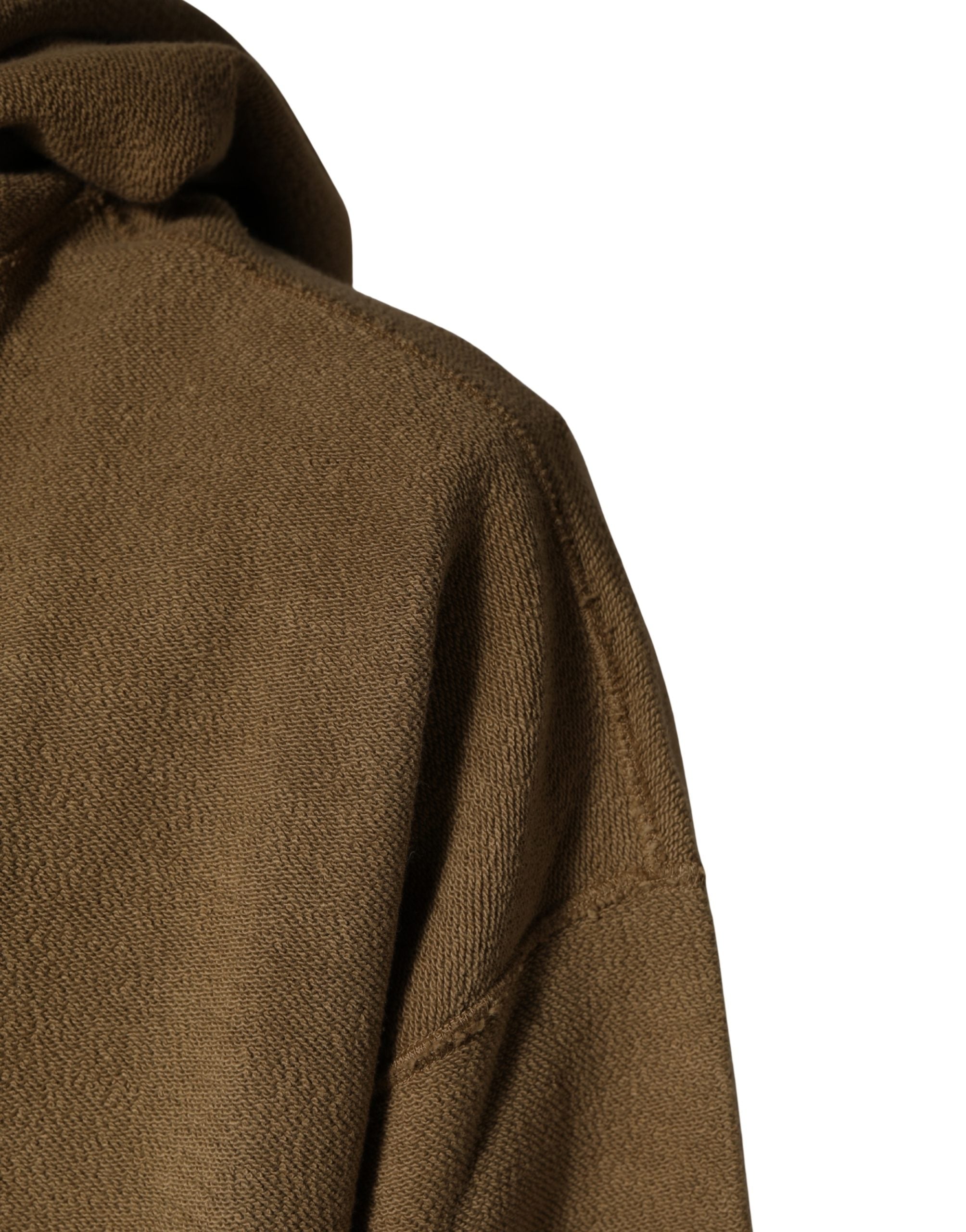 Dolce & Gabbana Brown Cotton Logo Coin Hooded Pullover Men's Sweater