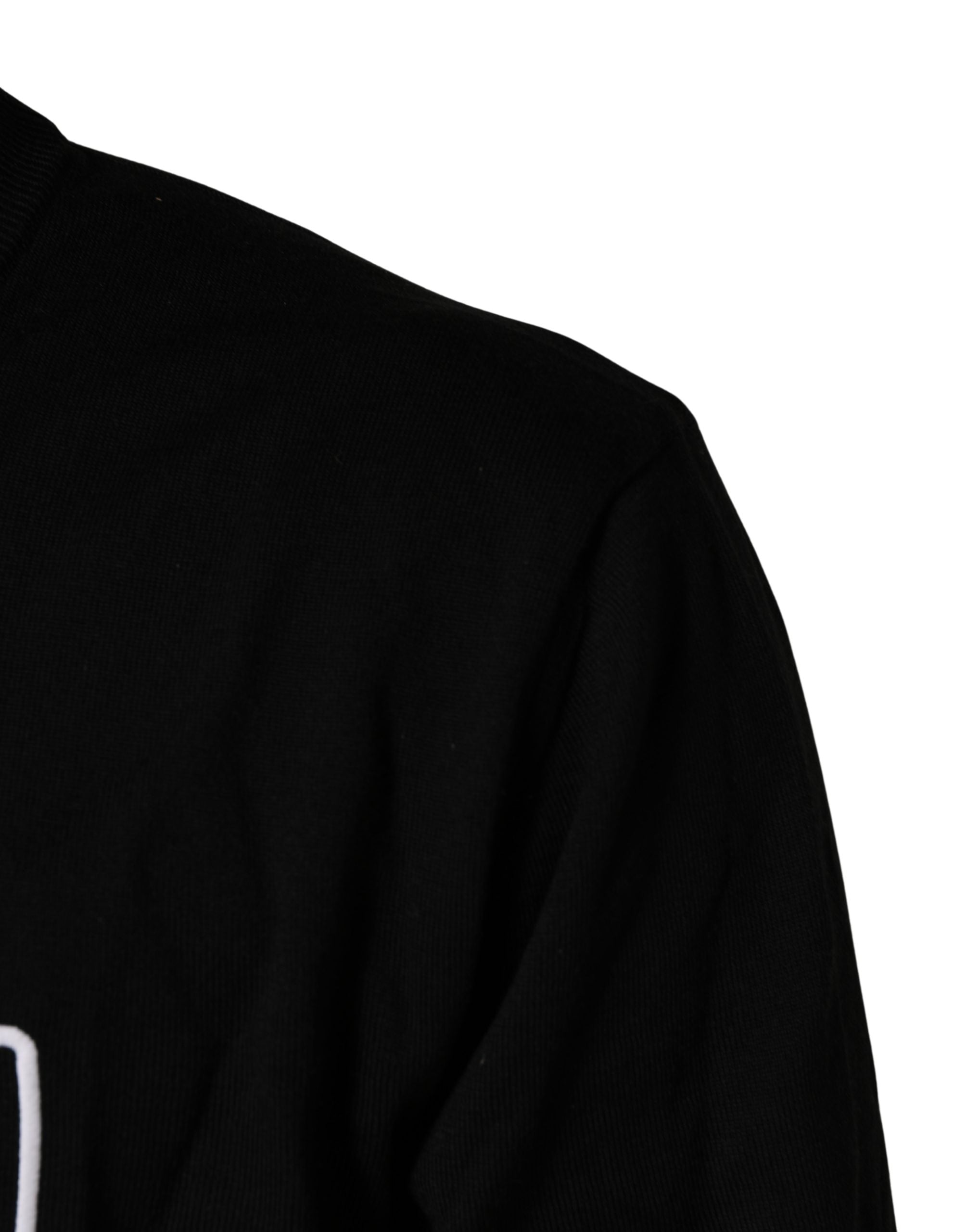 Dolce & Gabbana Black Graphic Logo Crew Neck Wool Pullover Men's Sweater