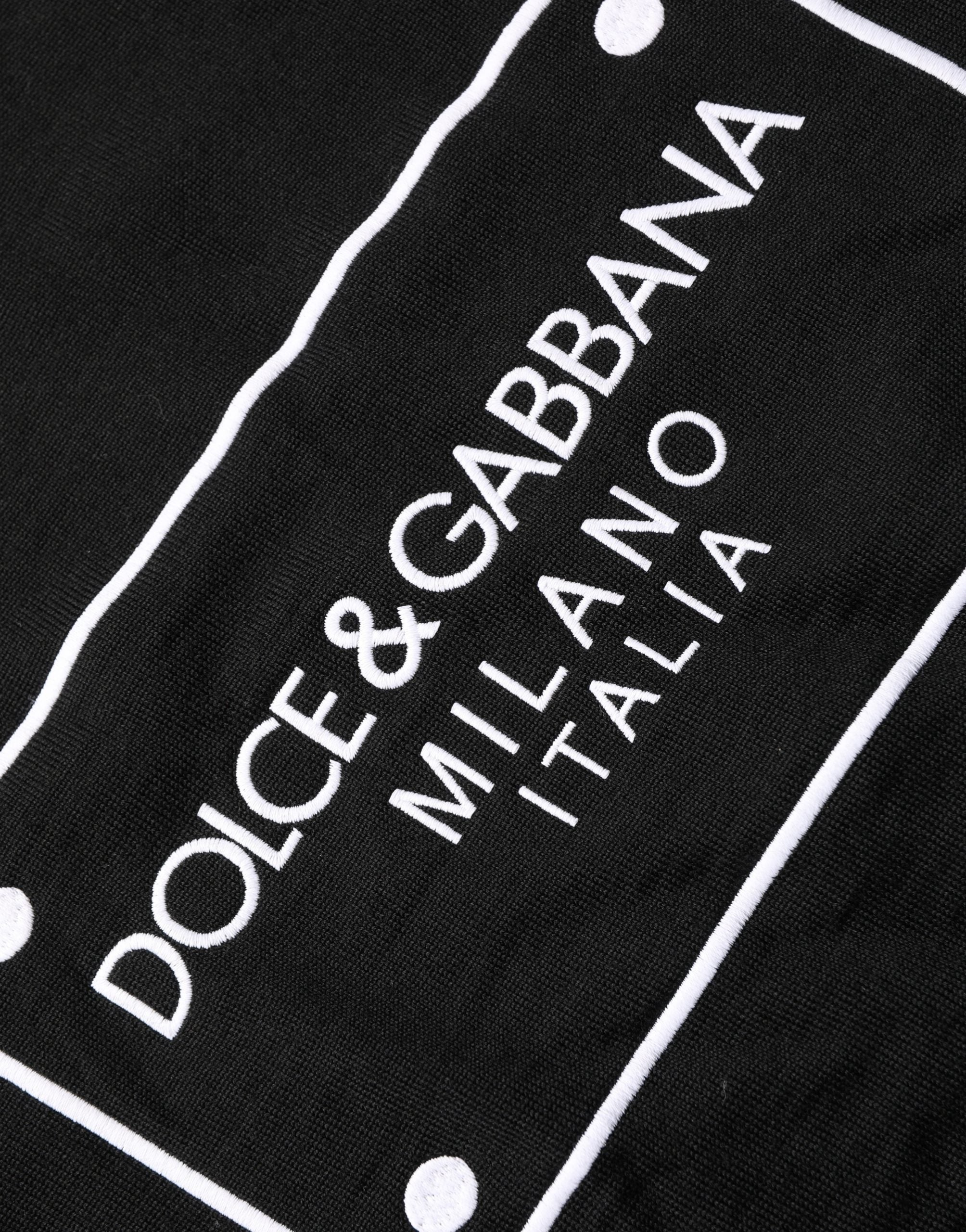 Dolce & Gabbana Black Graphic Logo Crew Neck Wool Pullover Men's Sweater