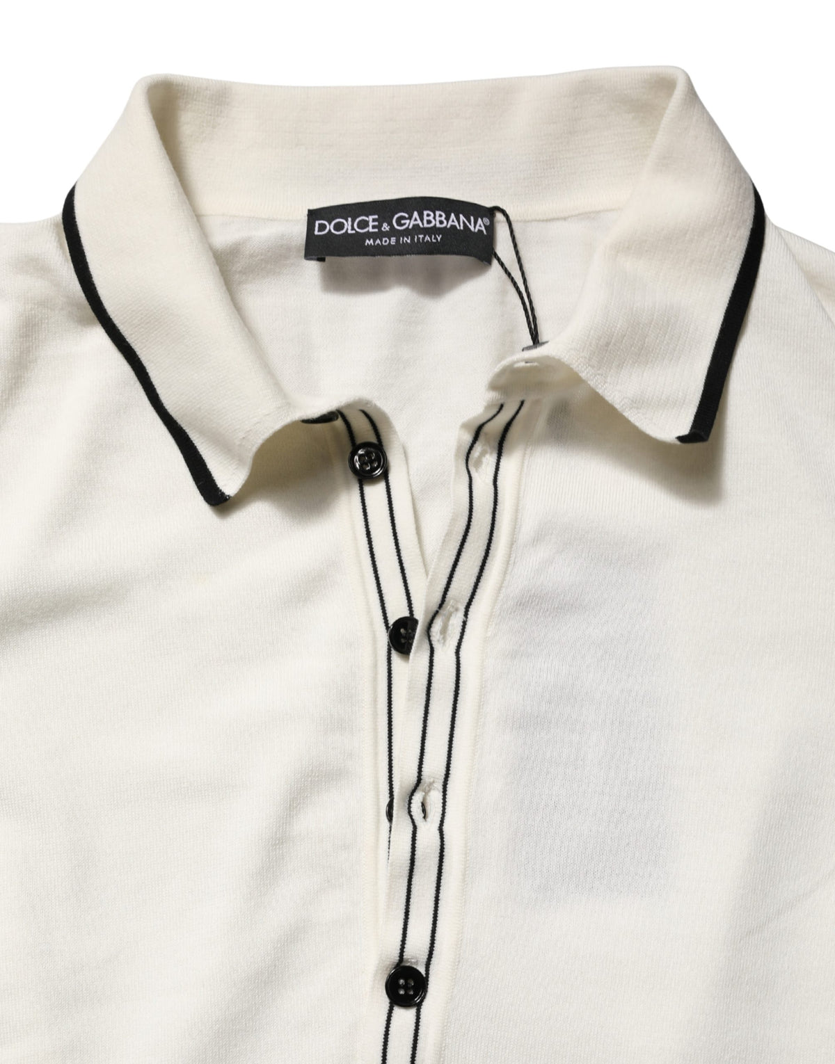 Dolce & Gabbana White Cotton Blend Men Polo Pullover Men's Sweater