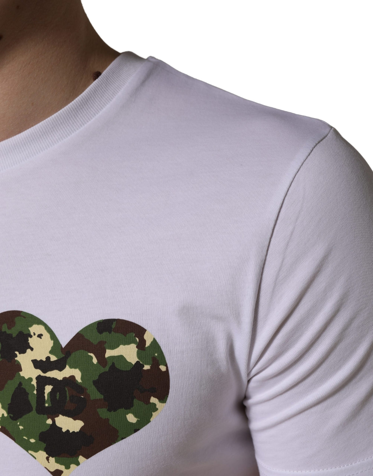 Dolce & Gabbana White Heart Shaped Camouflage Patch Men Men's T-shirt (Pre-Owned)