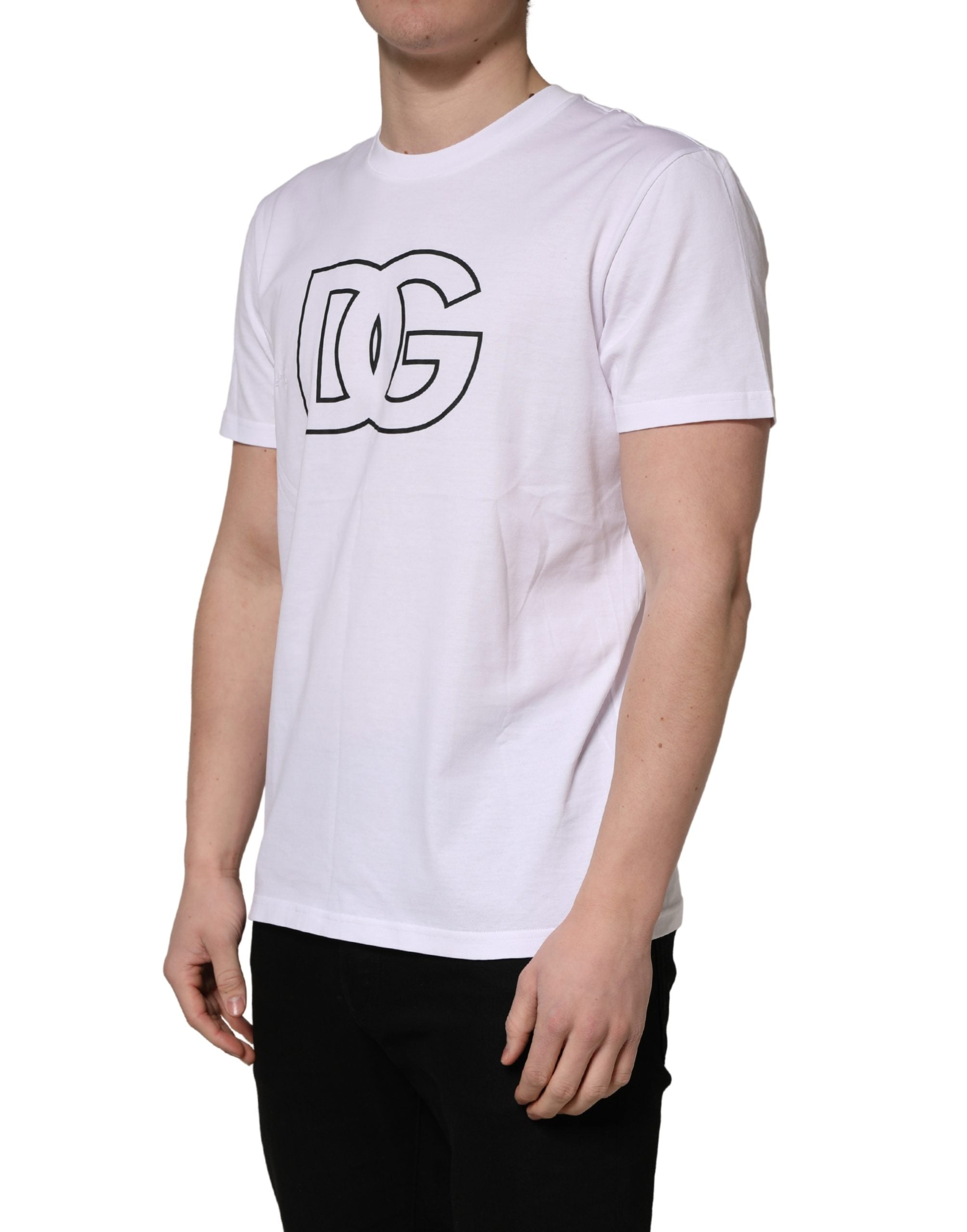 Dolce & Gabbana White DG Logo Print Short Sleeves Men Men's T-shirt (Pre-Owned)