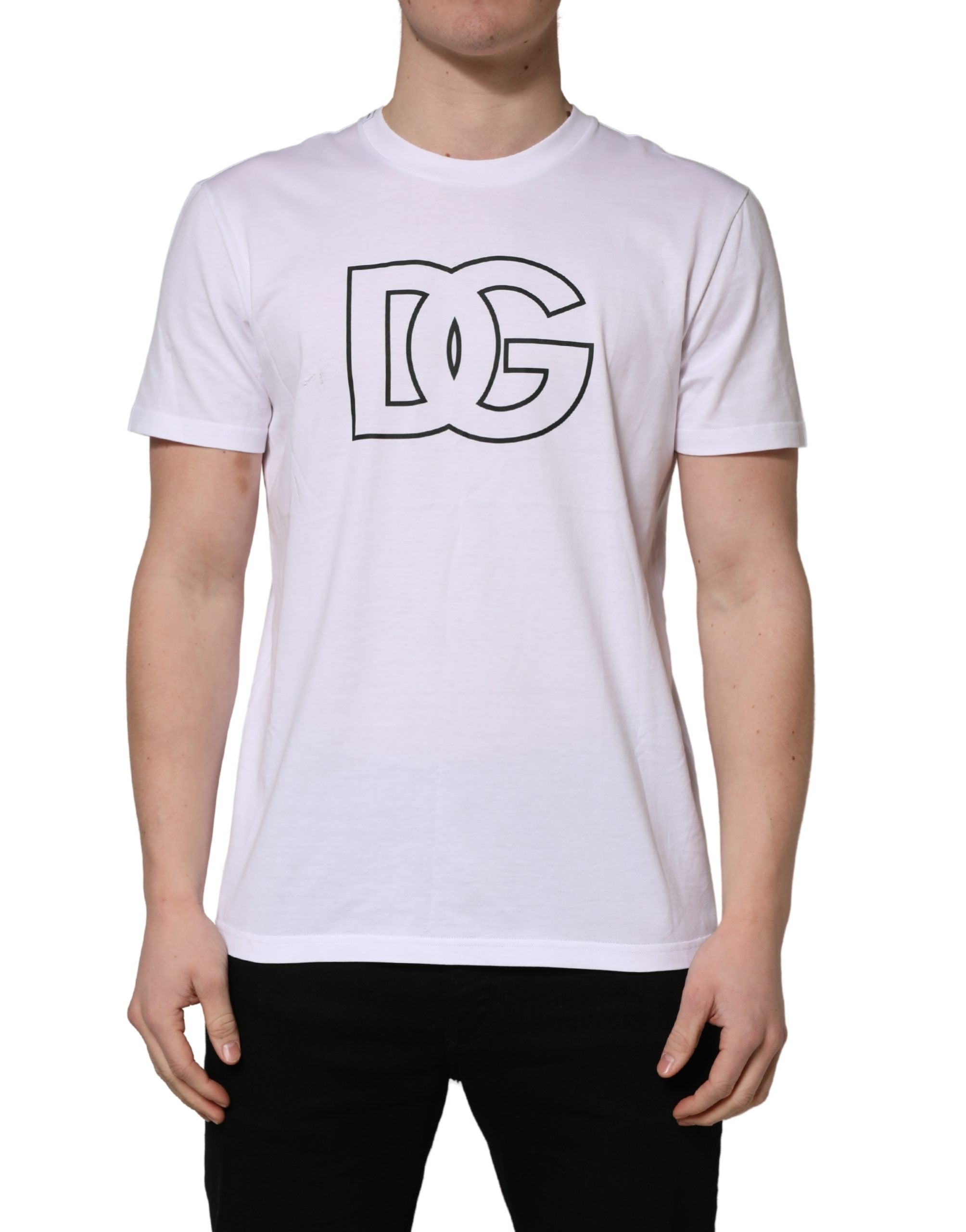 Dolce & Gabbana White DG Logo Print Short Sleeves Men Men's T-shirt (Pre-Owned)