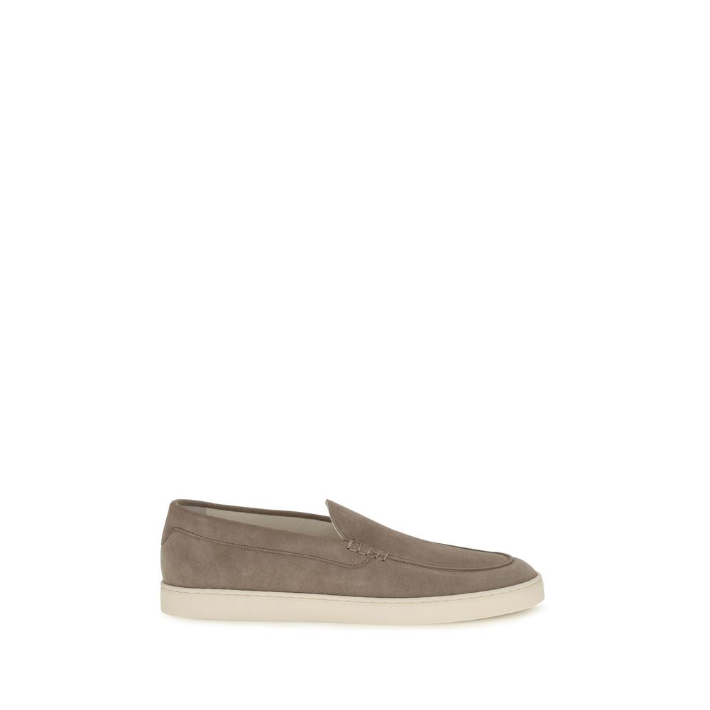 Brunello Cucinelli Gray Calf Leather Bos Taurus Slip-On Men's Loafers