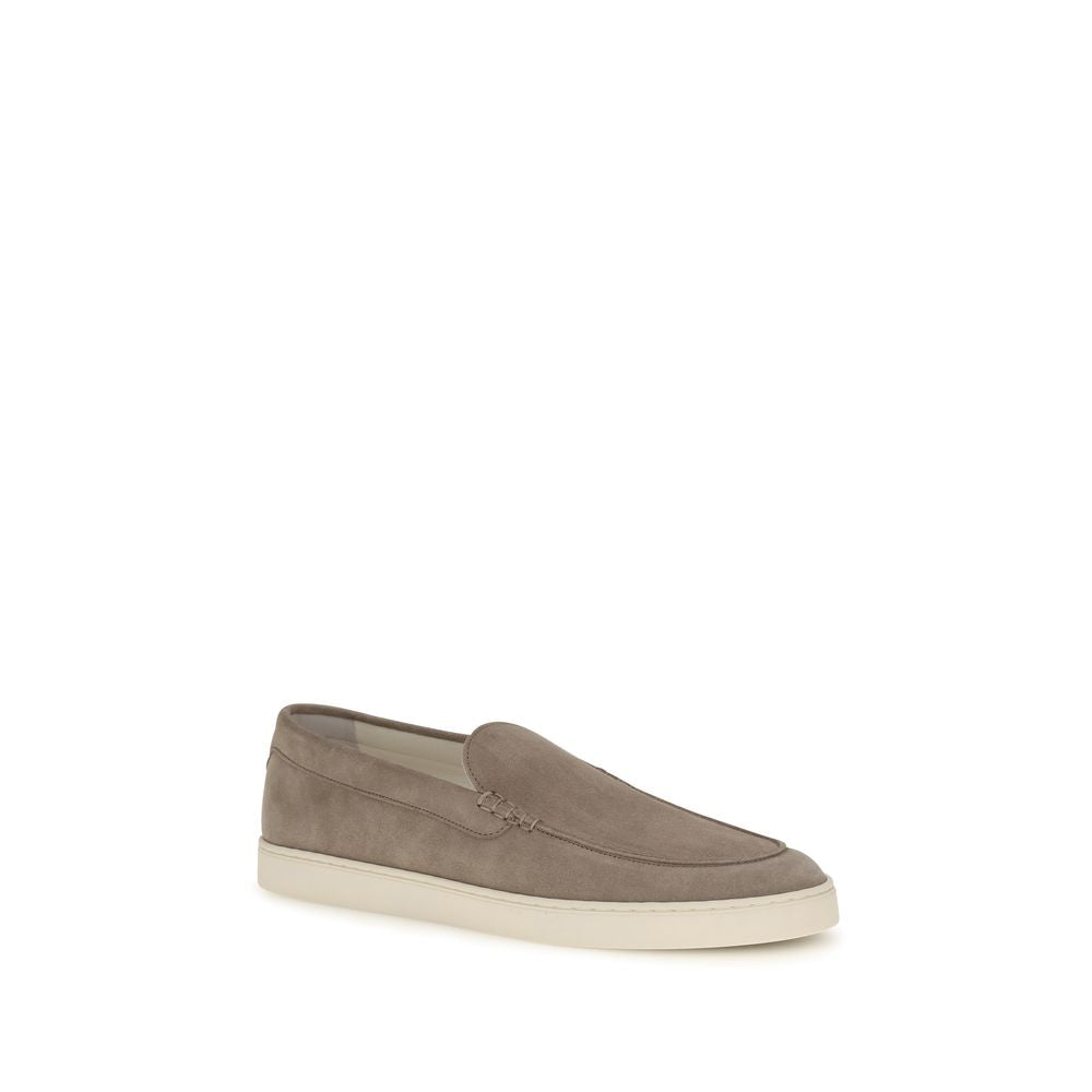 Brunello Cucinelli Gray Calf Leather Bos Taurus Slip-On Men's Loafers